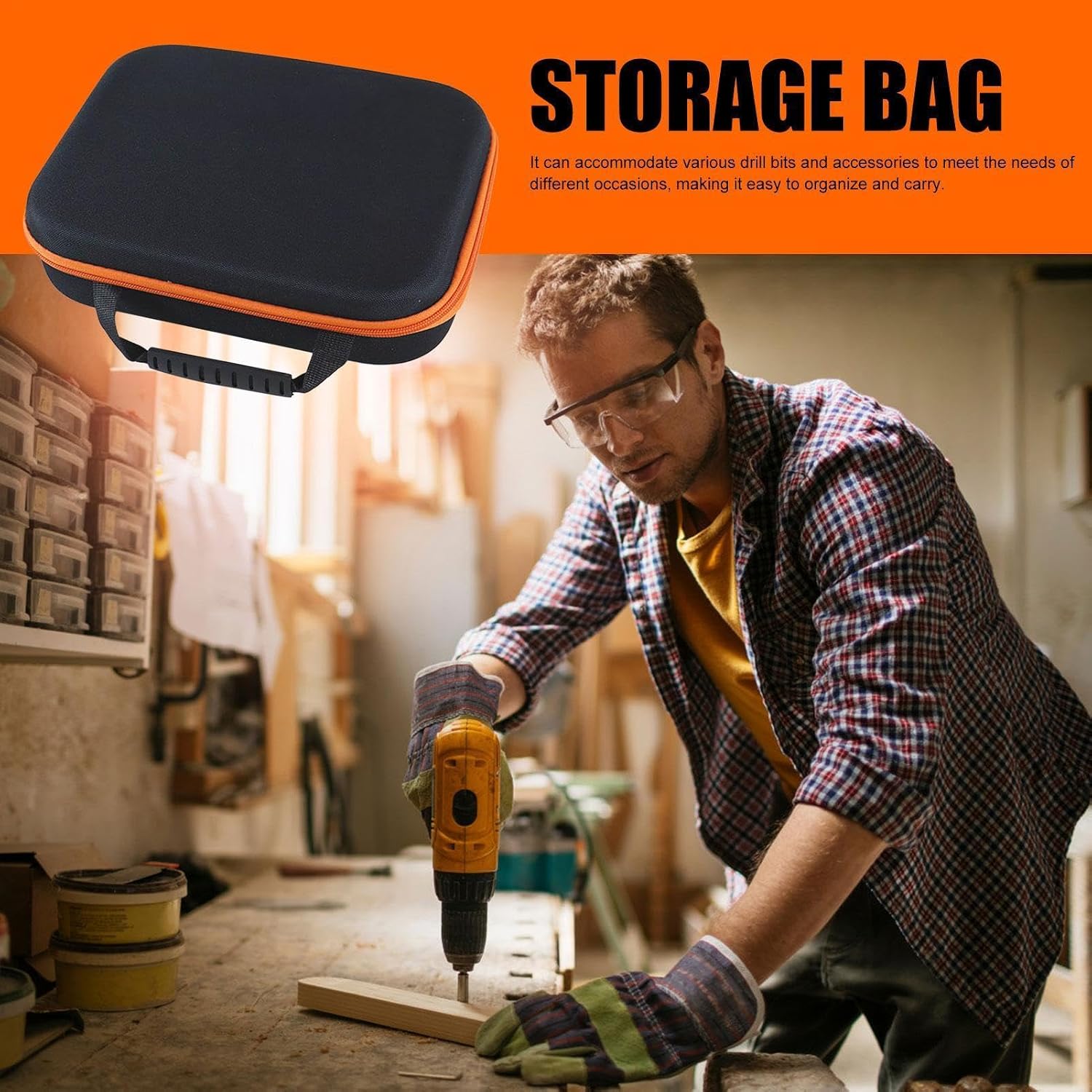  Étui De Rangement Rigide Pour Outils - Étanche - Pour Perceuse électrique - Portable - Résistant Aux Chocs - Pochette De Transport Résistante à L'usure - Pour Matériel, Vis, Accessoires
