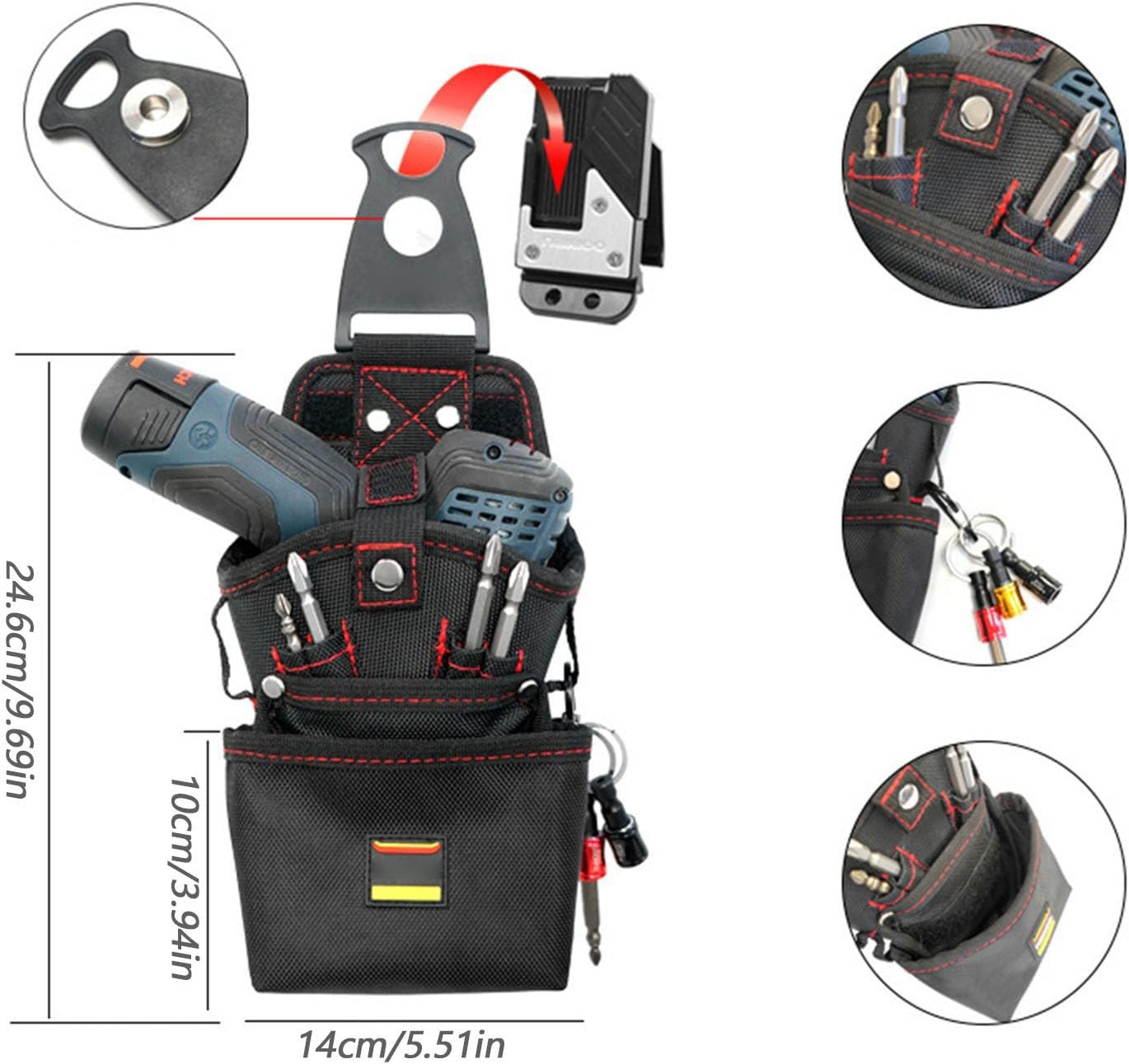  Pochette Outils Avec Clip Ceinture | Sac Organisateur De Travail Utilitaire Magnétique | Étanche Et Résistante Porte Perceuse Et Vis Outdoor Chantier