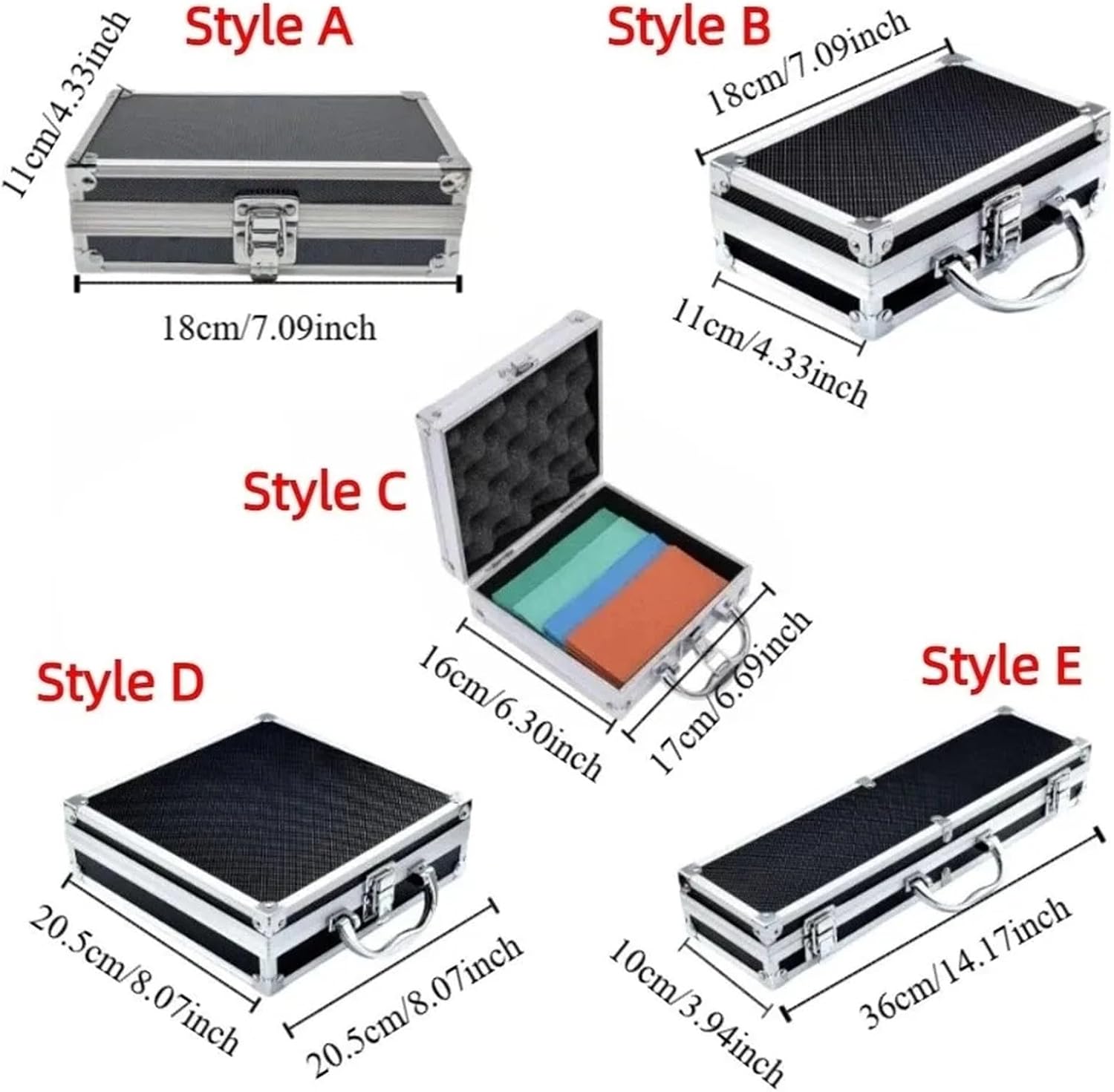  Valise Aluminium Boîte à Outils En Alliage D'aluminium, Boîte Résistante Aux Chocs, De Rangement D'argent Chutes, Mallette Sécurité Portable Grande Capacité(E 36x10x5.8cm)
