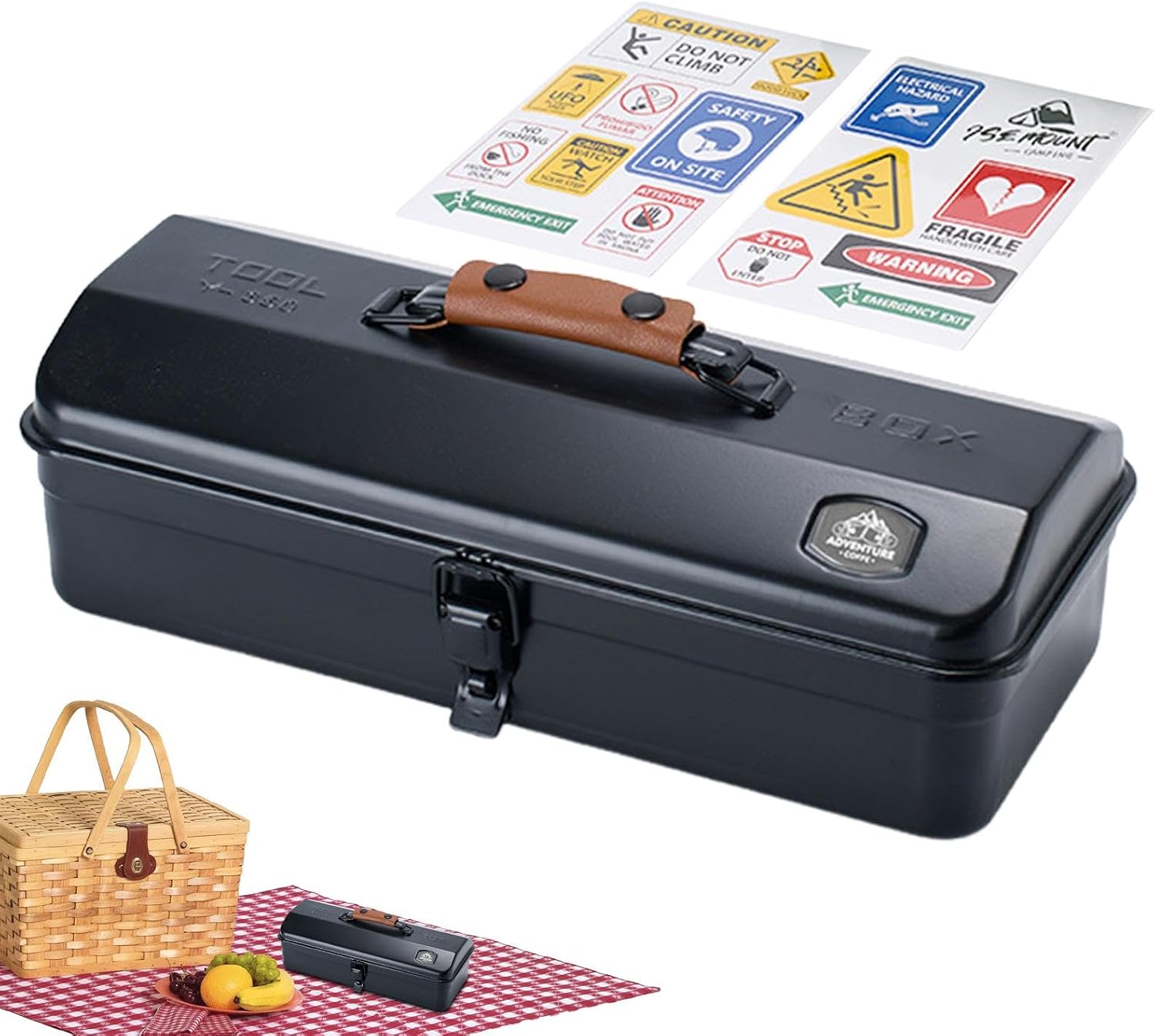  Boîte à Outils Portable | Valise Portable De Camping – Boîte à Outils Portable En Fer Pour Activités De Plein Air Avec Autocollants