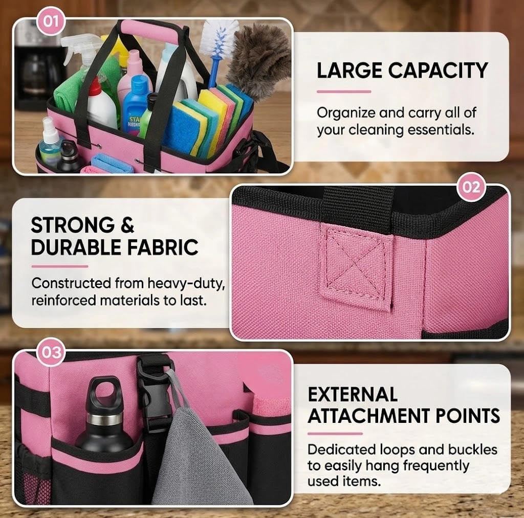  Sac De Nettoyage Pour Outils, Panier De Nettoyage, Rangement Pour Fournitures, Avec Bandoulière Et Poignées, Convient Pour Les Nettoyeurs Et Ceux Qui Ont Besoin De Transporter Et De Ranger