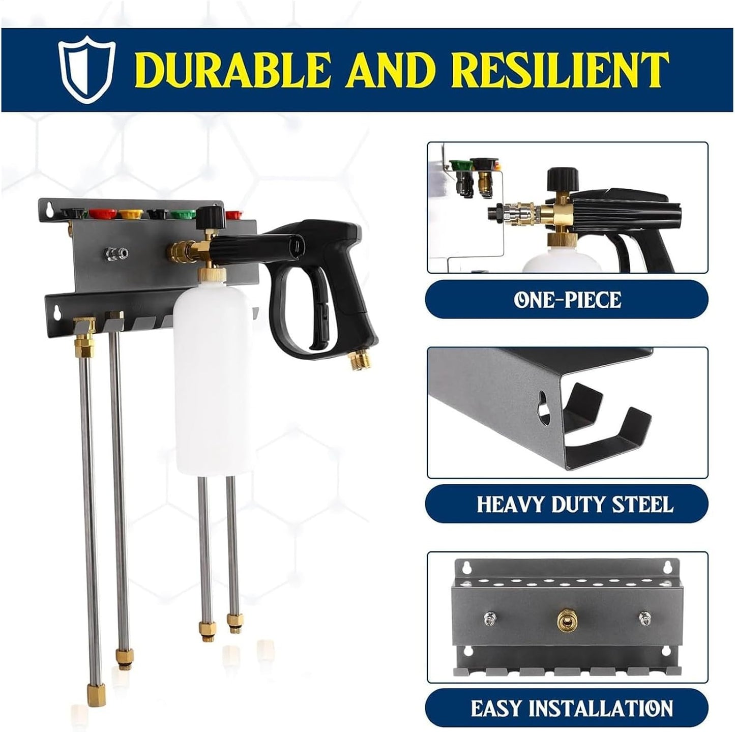Genérico Support Mural Pour Nettoyeur Haute Pression | Organisateur D'outils De Lavage De Véhicules, Base Pour Tige De Nettoyeur Haute Pression, Pour Garage, Sous-sol, Atelier Domestique, Caravane, Camion