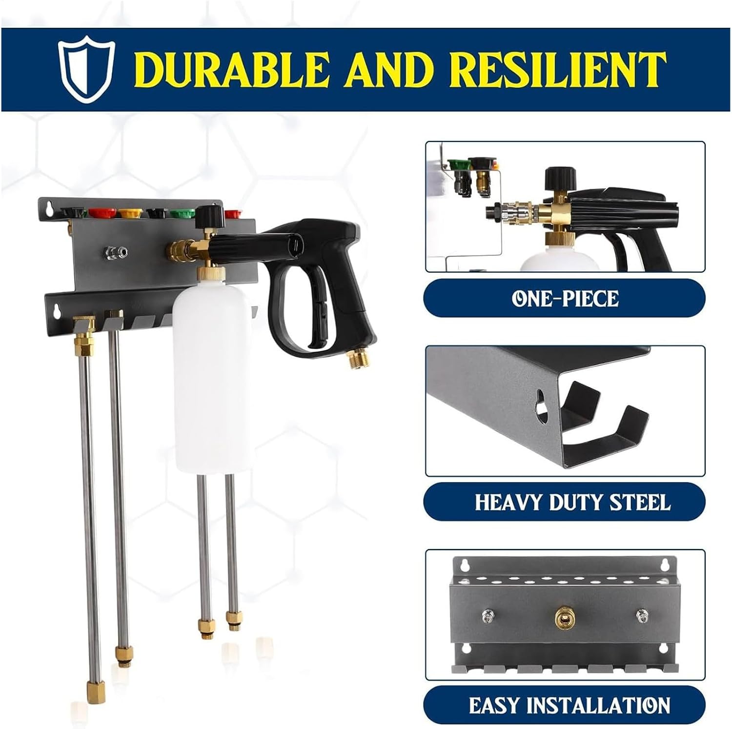 Genérico Support Mural Pour Nettoyeur Haute Pression | Organisateur D'outils De Lavage De Véhicules, Base Pour Tige De Nettoyeur Haute Pression, Pour Garage, Sous-sol, Atelier Domestique, Caravane, Camion