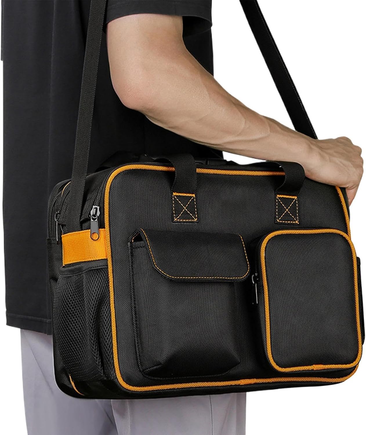  Sac à Outils Pour Technicien De Grande Capacité, Sac à Outils Pour électricien,Sac à Outils En Toile Fourre-tout Robuste De Grande Capacité | Organisateur D'outils Portable Avec Bandoulière Pour