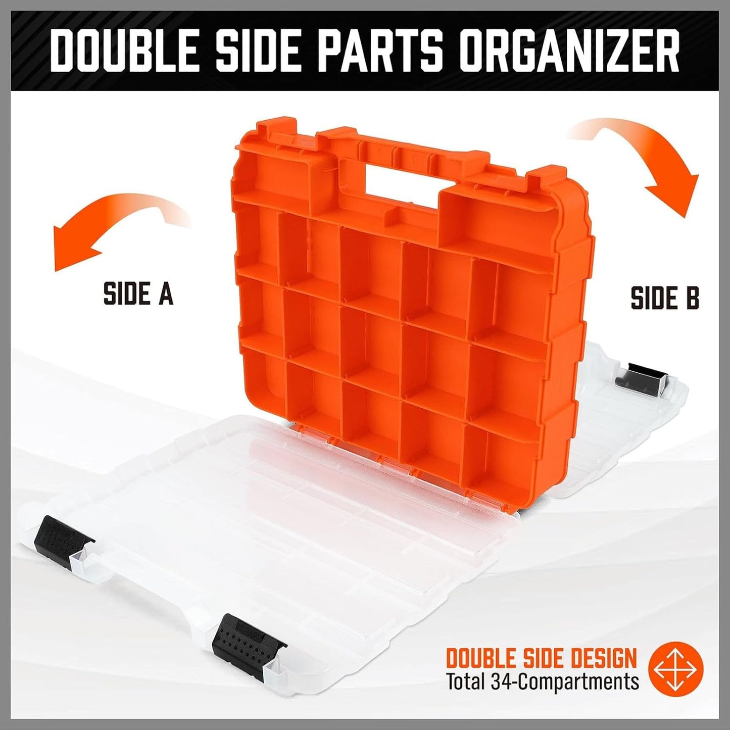 GENERIC Petite Boîte à Outils | Portable Double Face 34 Compartiments, Boîte De Rangement Pour Forets Et écrous Avec Couvercle | Pour Appareils électroniques, Perles, Bijoux, Quincaillerie, Boulons, écrous