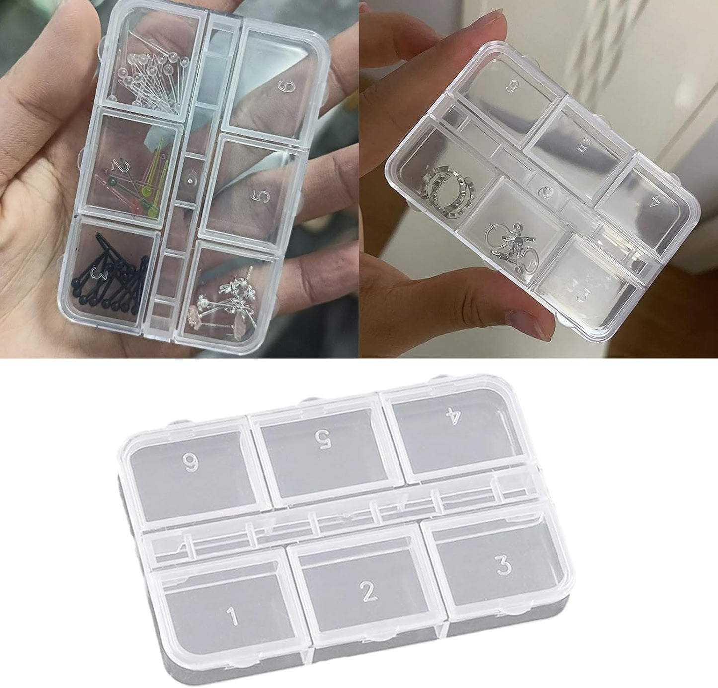  Boîte à Outils Légère Transparente Avec 6 Compartiments Individuels Pour Ongles, Outils, Bijoux, Travaux Manuels, Organisation, Boîte à Outils De Voyage Légère