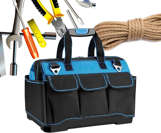 GENERIC Sac à Outils Pour électricien | Oxford Multi-poches | Sac Fourre-tout à Outils Avec Rigide – Pour L'extérieur, Les Voyages, La Construction, La Réparation De Voiture, La Maison, Le Garage, Le