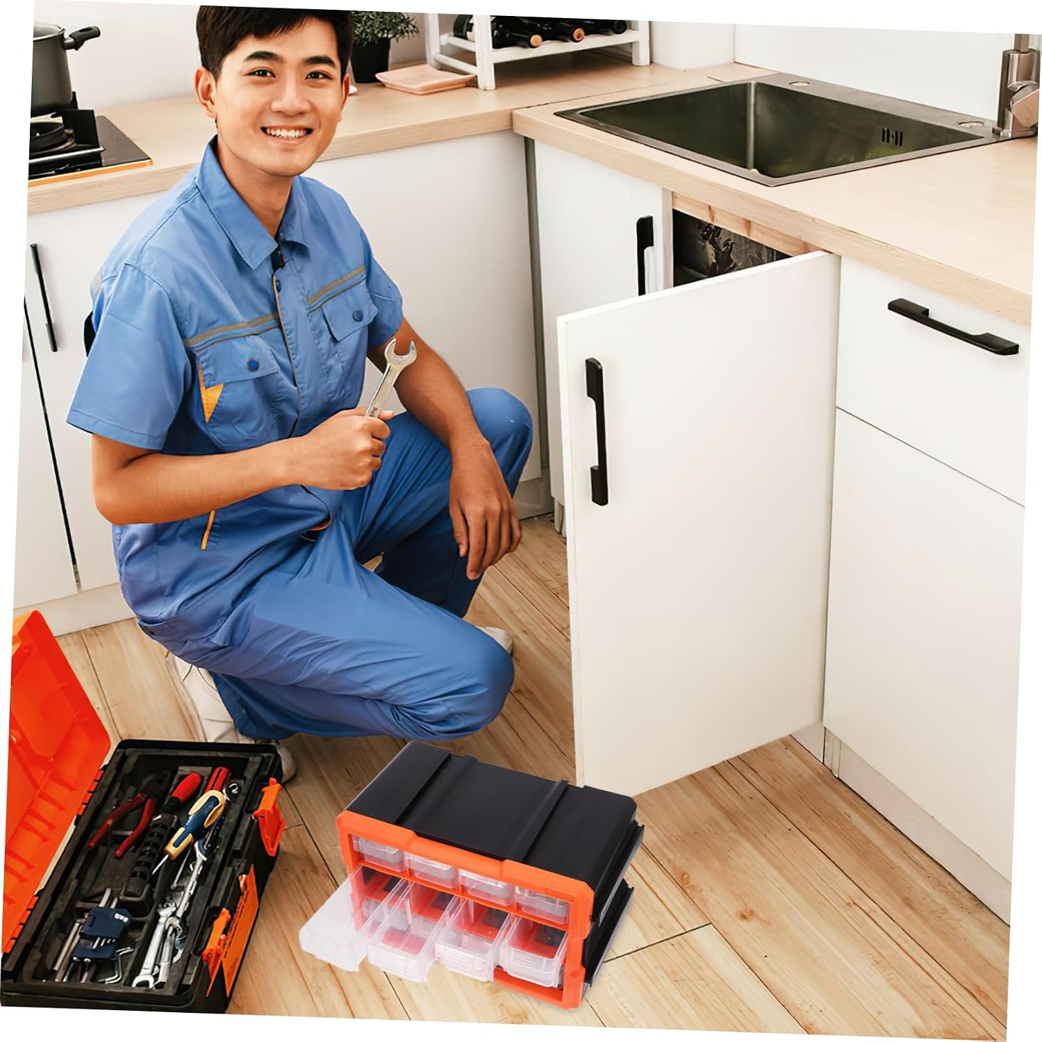  Housoutil Organisateur Armoire à Outils Plastique Avec Plusieurs Compartiments Boîte à Outils Pour Petites Vis Et Boulons Pour Rangement De Composants Électroniques Quincaillerie