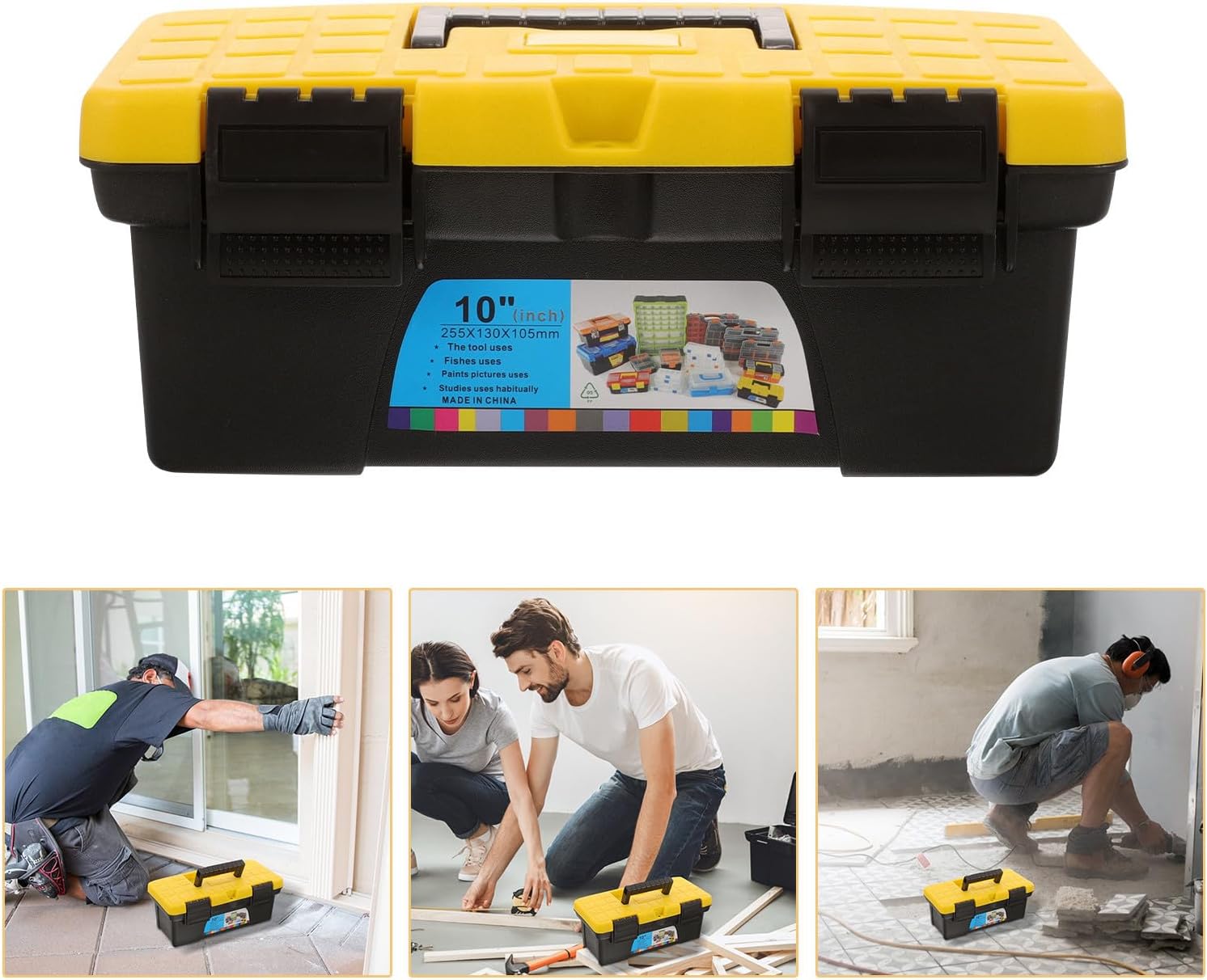  Boîte à Outils Portable En Plastique Noir, Grande Capacité, Design Multifonctionnel Pour Réparations à Domicile Et Outils De Voiture