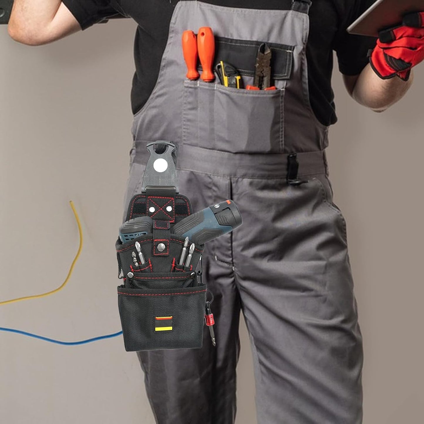  Pochette Ceinture Porte-Outils - Sac Organisateur De Travail Utilitaire Magnétique | Étanche Et Résistante Porte Perceuse Et Vis Outdoor Chantier