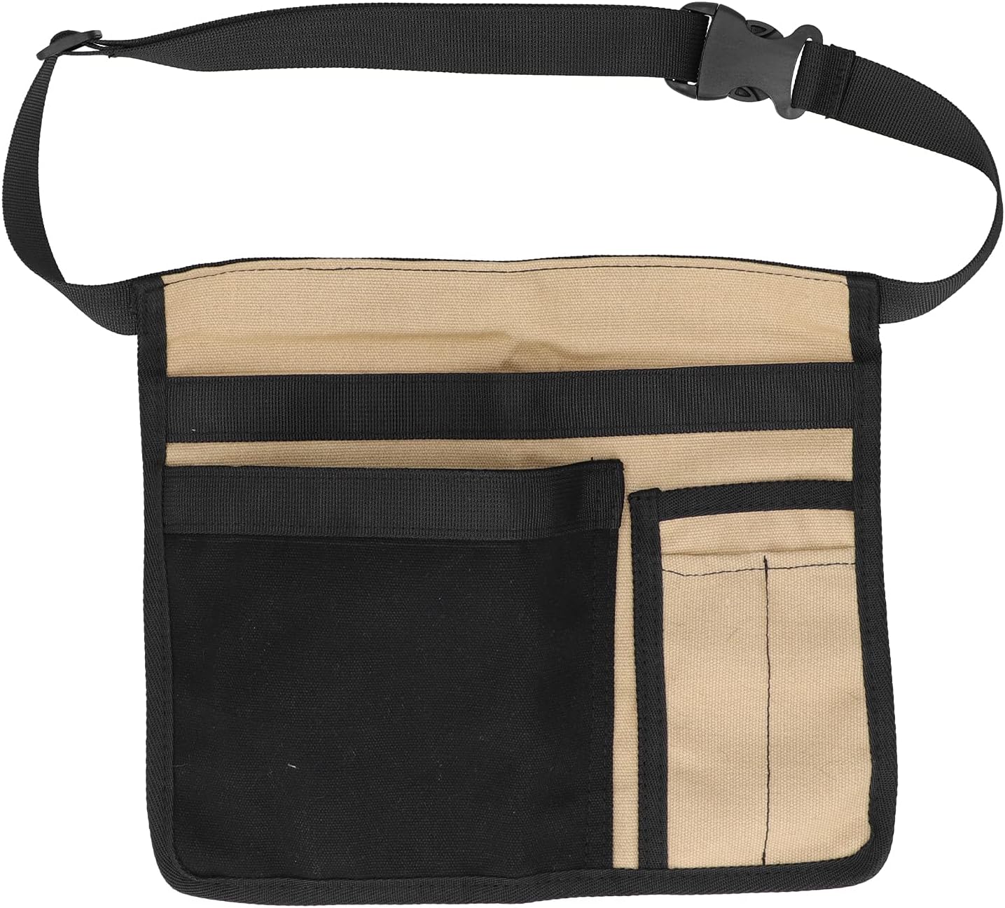  Sac à Outils Unilatéral En Tissu Oxford Résistant à L'usure, Organisateur D'outils De Jardin Réglable Pour Les Projets De Jardinage Et De Bricolage (Kaki Et Noir)