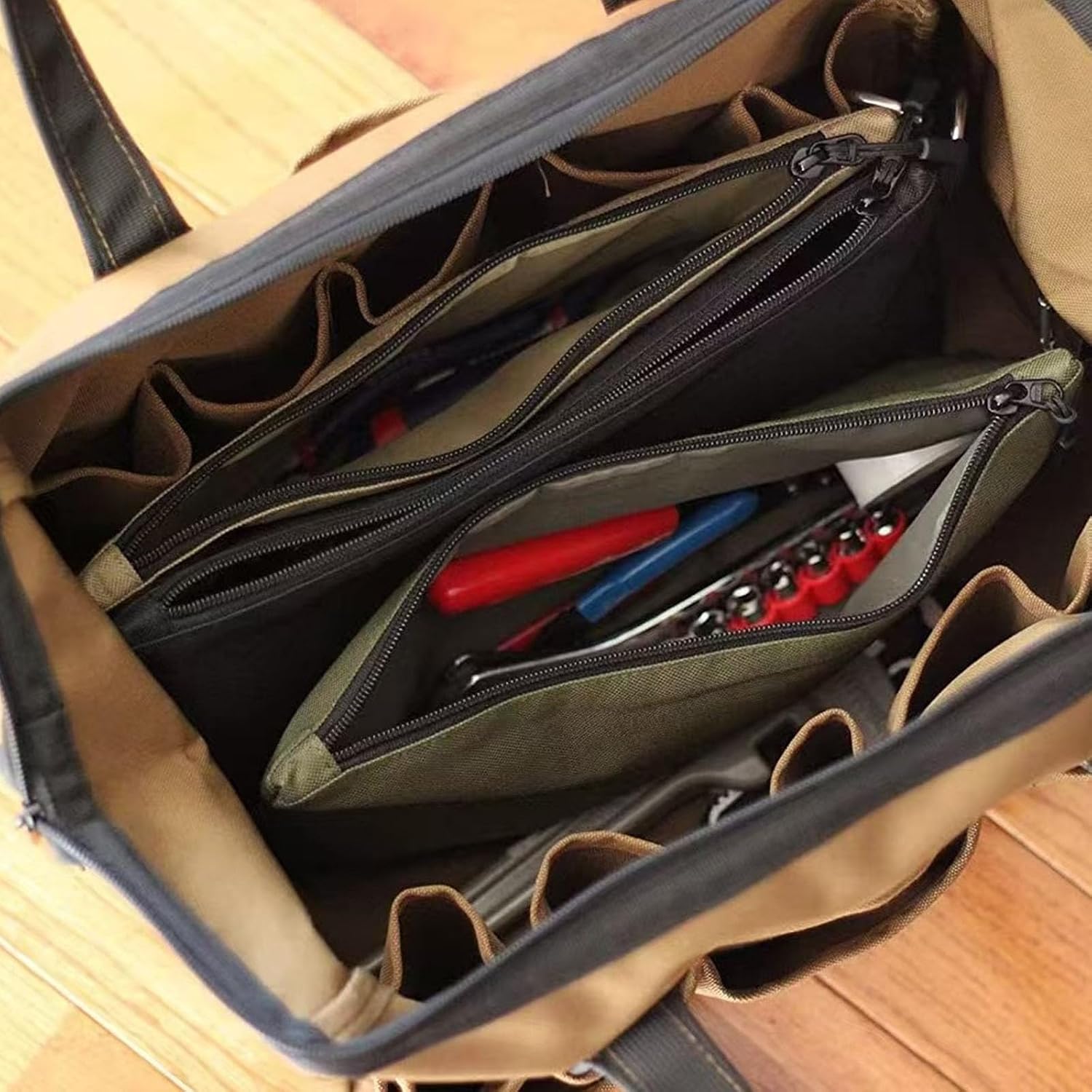  Lot De 3 Sacs à Outils, Poche Zippée, Petite Poche Avec Mousqueton, Organiseurs De Rangement Polyvalents, Rangement De Rechange