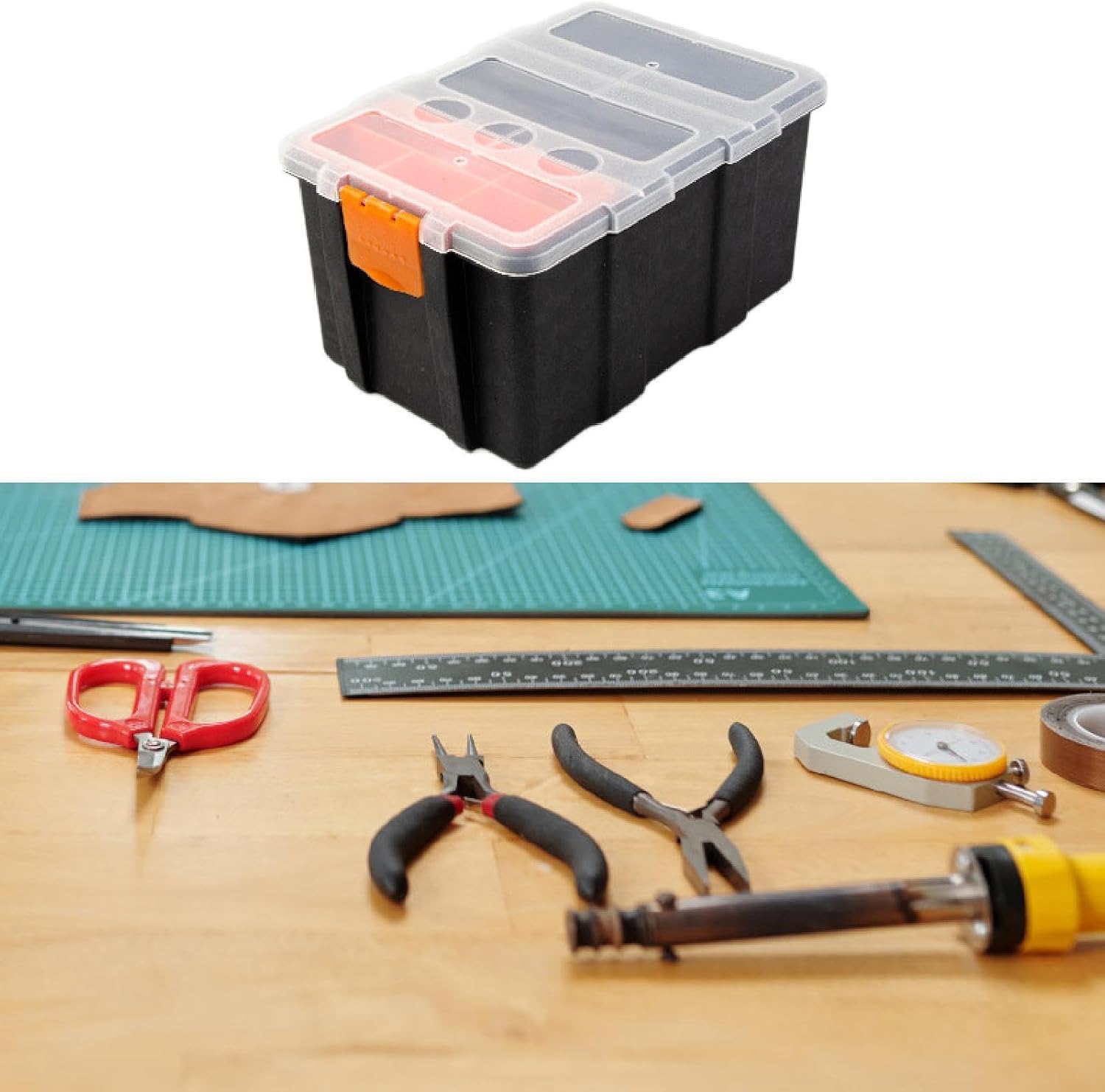  Boîte à Outils Pour Composants électroniques - Boîte De Rangement - Quincaillerie - Petite Boîte à Outils - Rangement Pour Visserie - Kit De Réparatio, 13.5 X 20 X 12 Cm