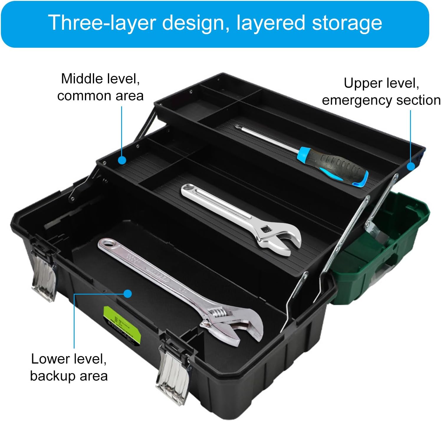  Boîtes à Outils à Plusieurs Compartiments Avec Poignée, 3 Couches Extensibles, étui De Rangement Pliable Pour Atelier, Accès Facile