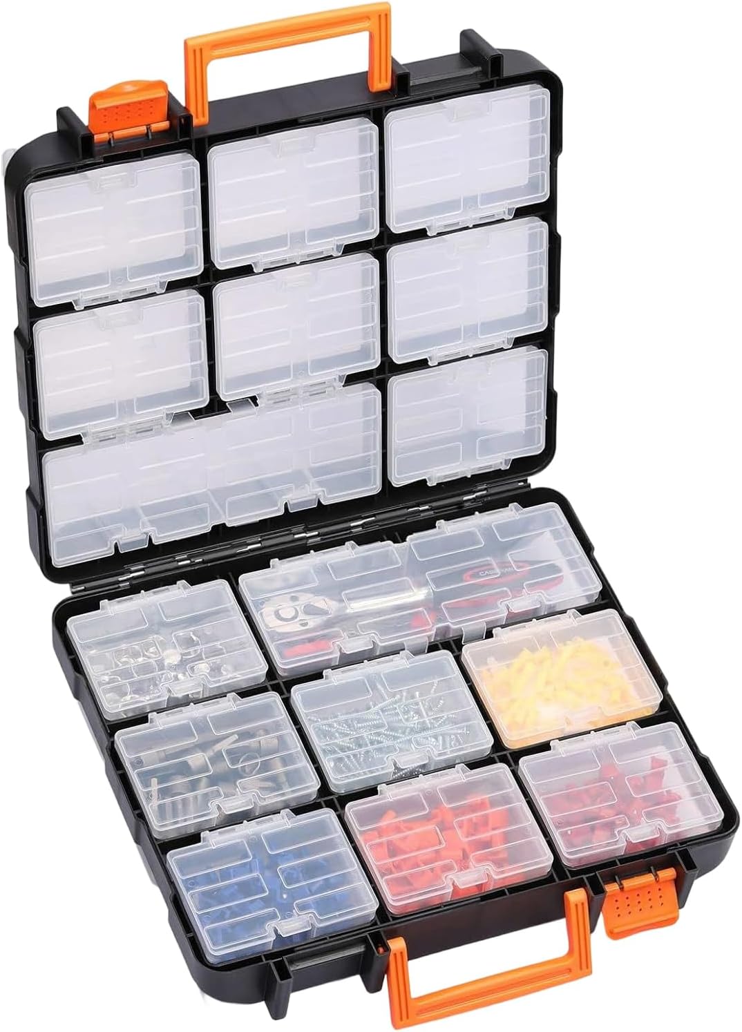 GENERIC Boîte à Outils | Organiseur Amovible à 16 Compartiments | Boîte De Rangement Transparente Pour Petites Pièces, Vis, Clous, Boulons, Perles, Articles De Pêche, Blocs De Puzzle, Bureau, Garage