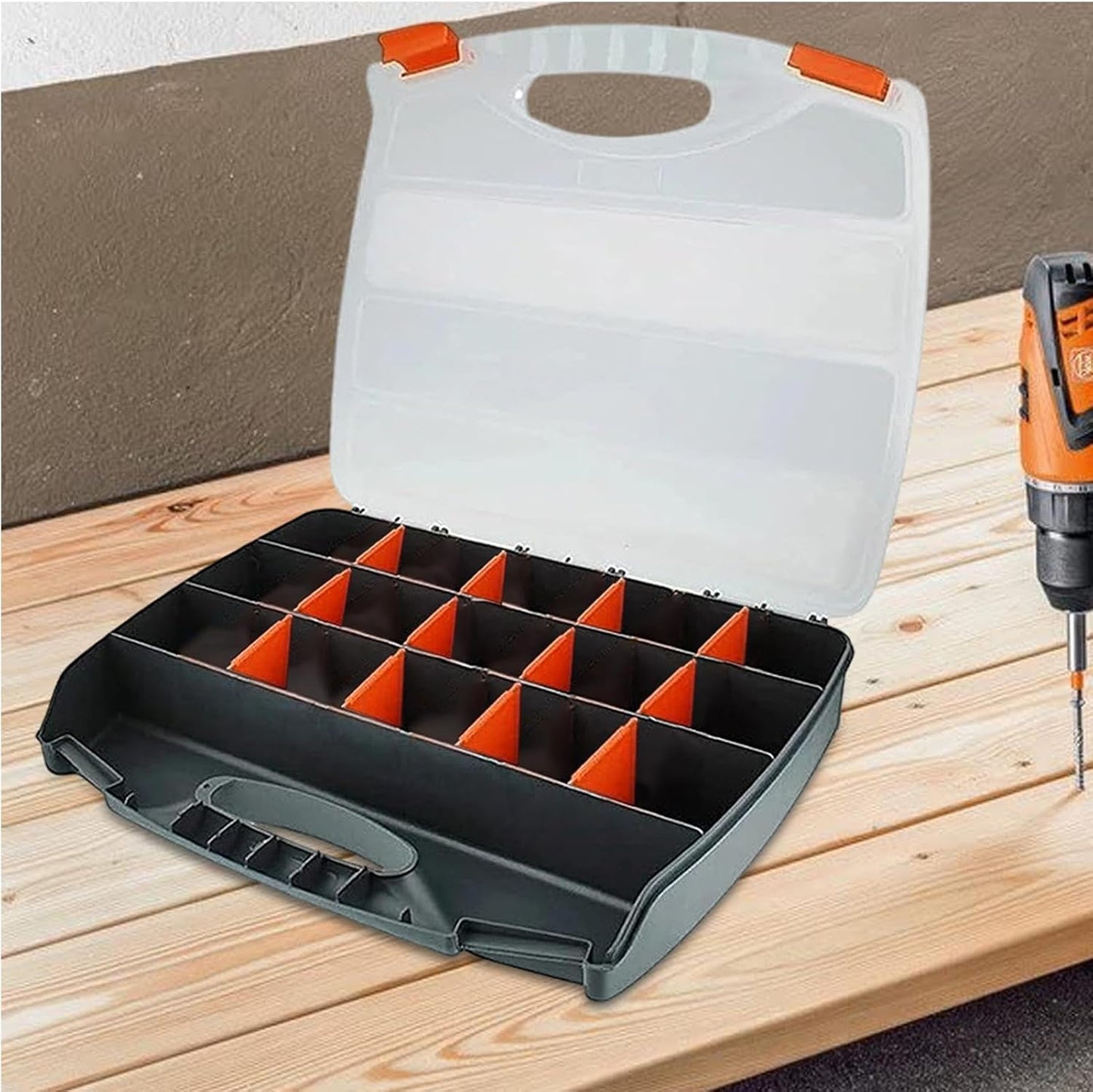 GENERIC Organisateur De Rangement De Matériel | Organisateur De Clous Et De Vis | Organisateurs De Boîte à Outils 30,5 X 5,1 X 25,4 Cm, Organiseur De Pièces Avec Séparateurs Amovibles Pour Fixations, Pièces