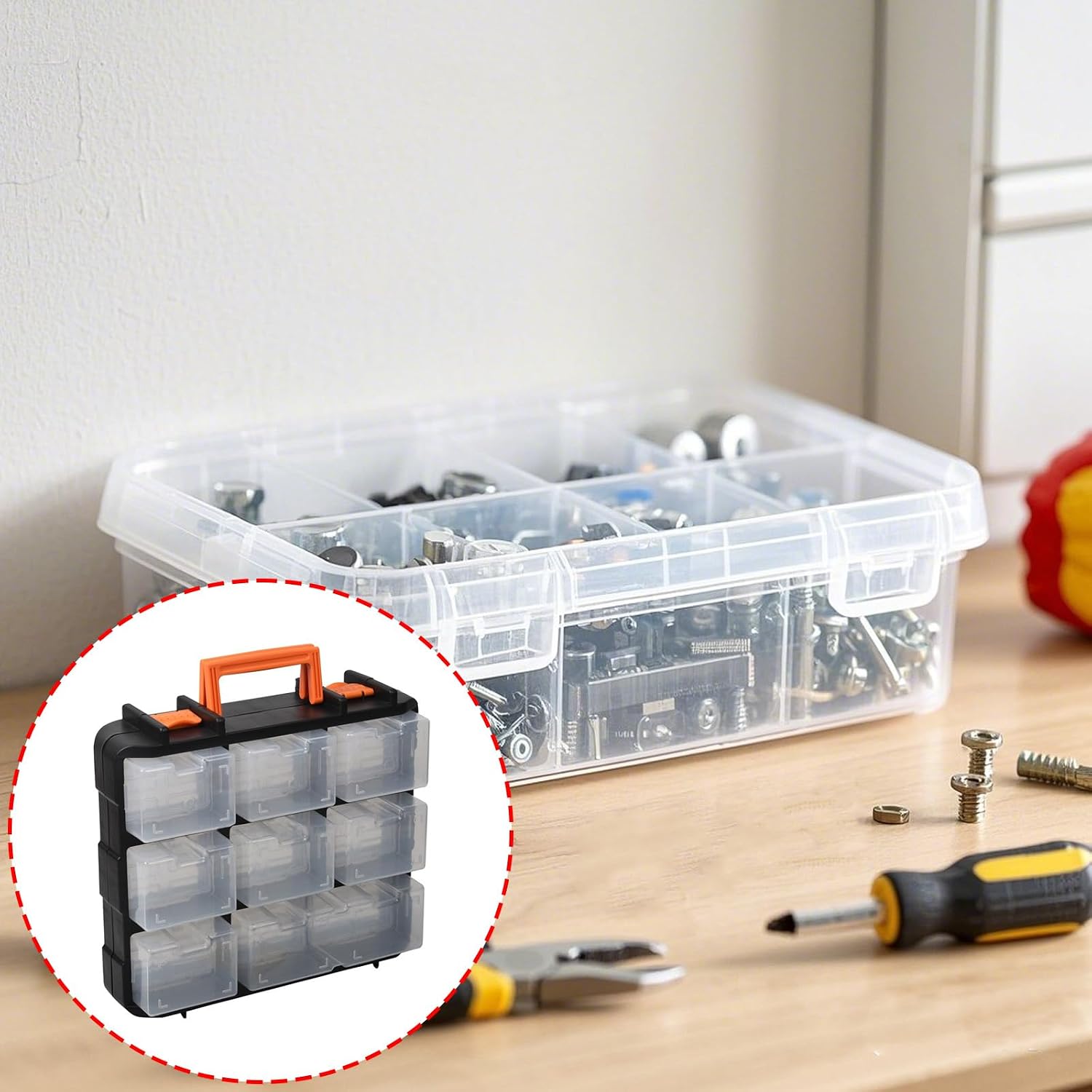  Boîte De Rangement Efficace Pour Outils Avec Couvercles Transparents Et Mécanisme De Verrouillage Robuste Pour L'entretien De La Maison, Projets En Plein Air, Couvercle Transparent