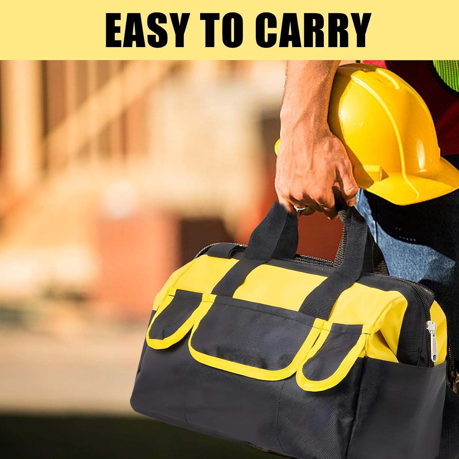 Sac à Outils En Toile Robuste Avec Plusieurs Poches Résistant à L'eau Pour Un Rangement Organisé Et Un Accès Rapide