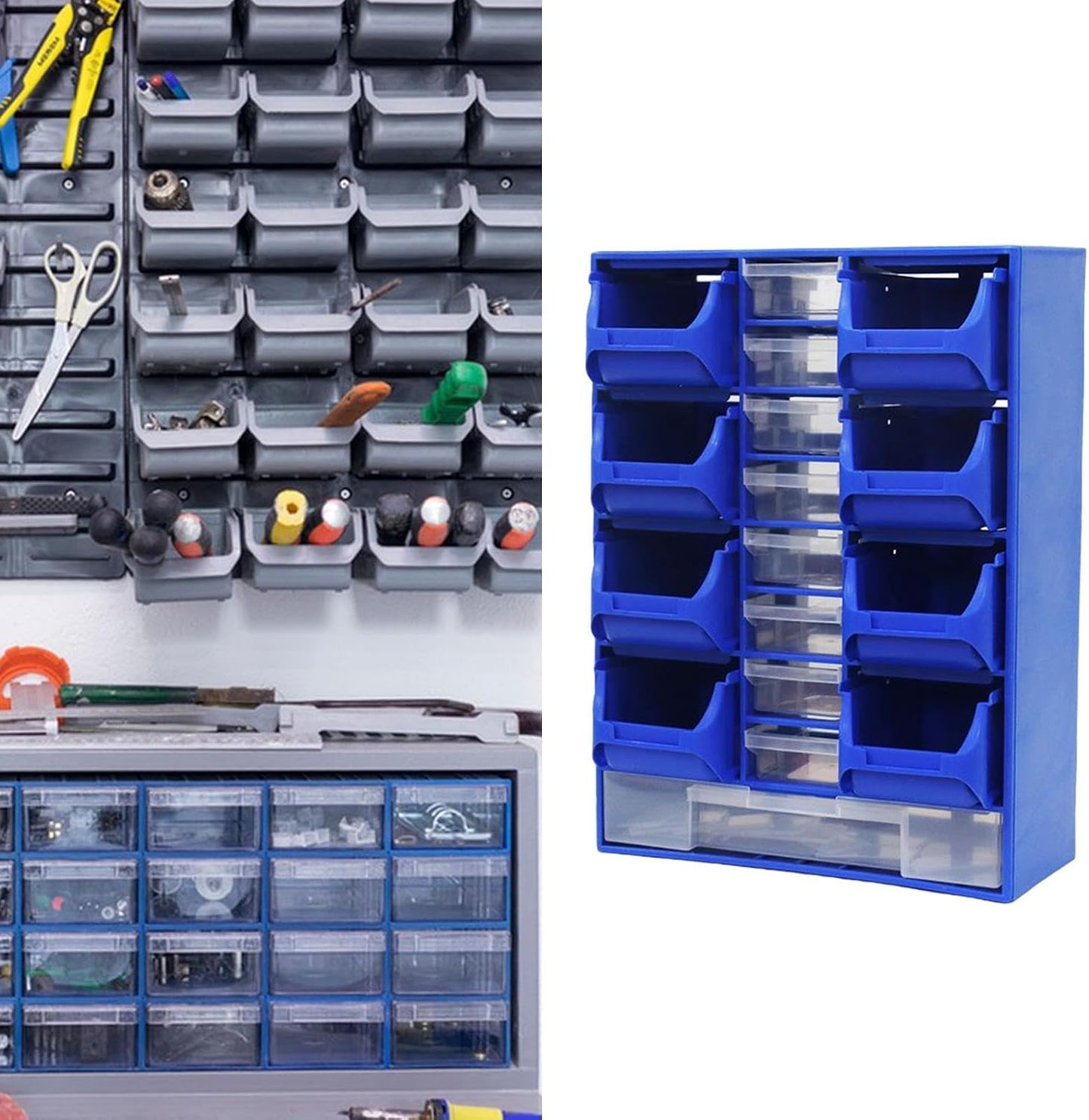  Boîte De Rangement Pour Petites Pièces, Boîte à Outils Murale, Plusieurs Tiroirs, Conteneur De Rangement Pour Petites Pièces, Bleu