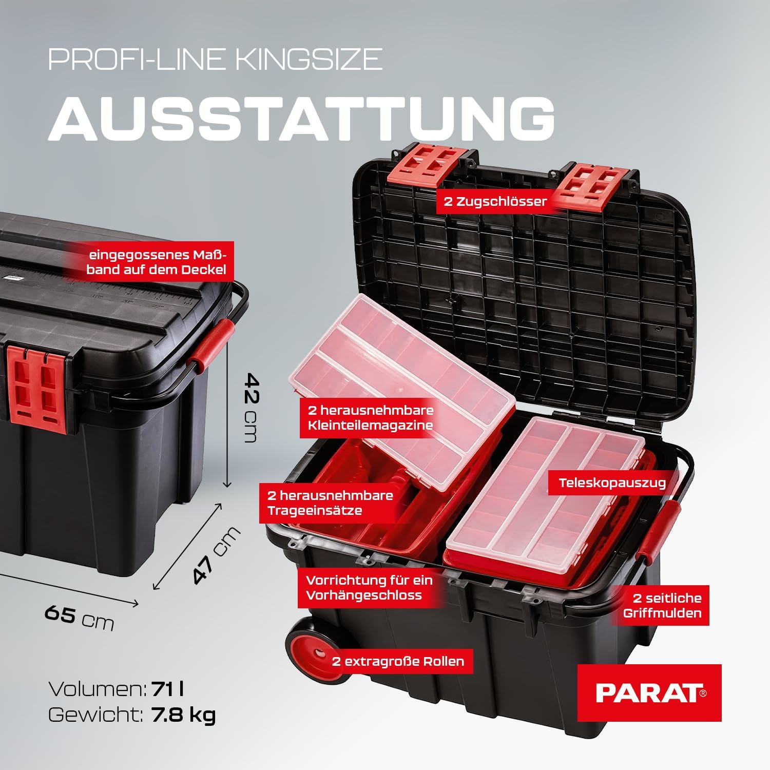  Parat Valise Spéciale PROFI-LINE KingSize (taille XXXL / Conteneur à Outils Enroulable / Boîte à Outils Noire, Sans Outils) 5814500391