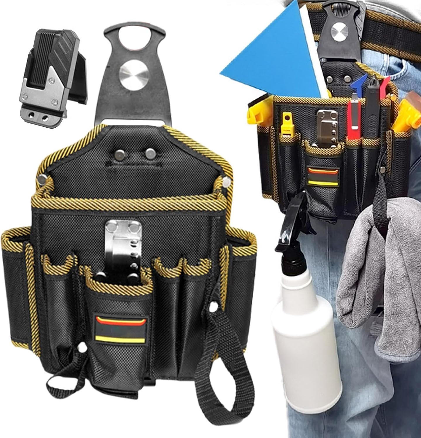  Sac Ceinture à Outils Pour Électricien,Poche De Taille Multi-poche Pour Technicien Électricien - Ceinture Holster Utilitaire Légère Pour Personnel De Travail Coiffeurs Couvreurs