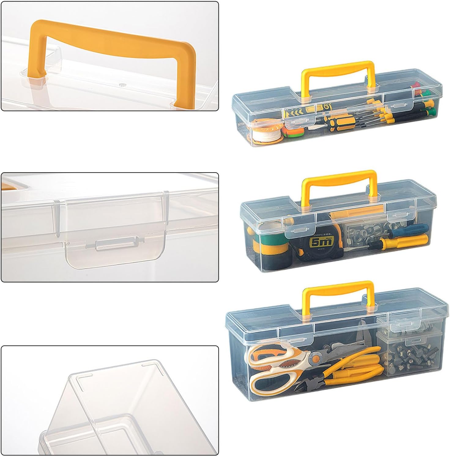  Boîte De Rangement Transparente Polyvalente Pour Outils De Réparation à Domicile, Poignée De Transport Facile Et Boîte à Outils De Construction En Plastique, Boîte De Rangement Pour Outils
