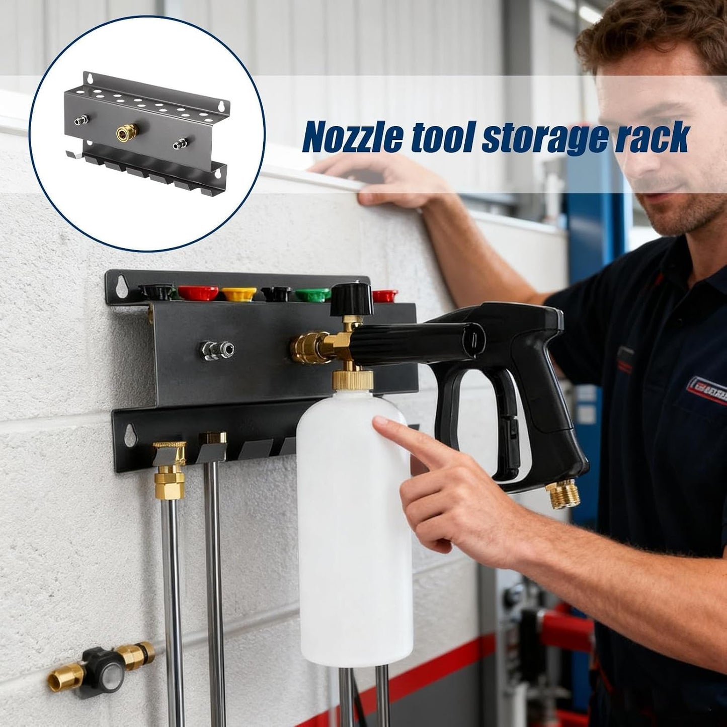 Genérico Support Mural Pour Nettoyeur Haute Pression | Organisateur D'outils De Lavage De Véhicules, Base Pour Tige De Nettoyeur Haute Pression, Pour Garage, Sous-sol, Atelier Domestique, Caravane, Camion