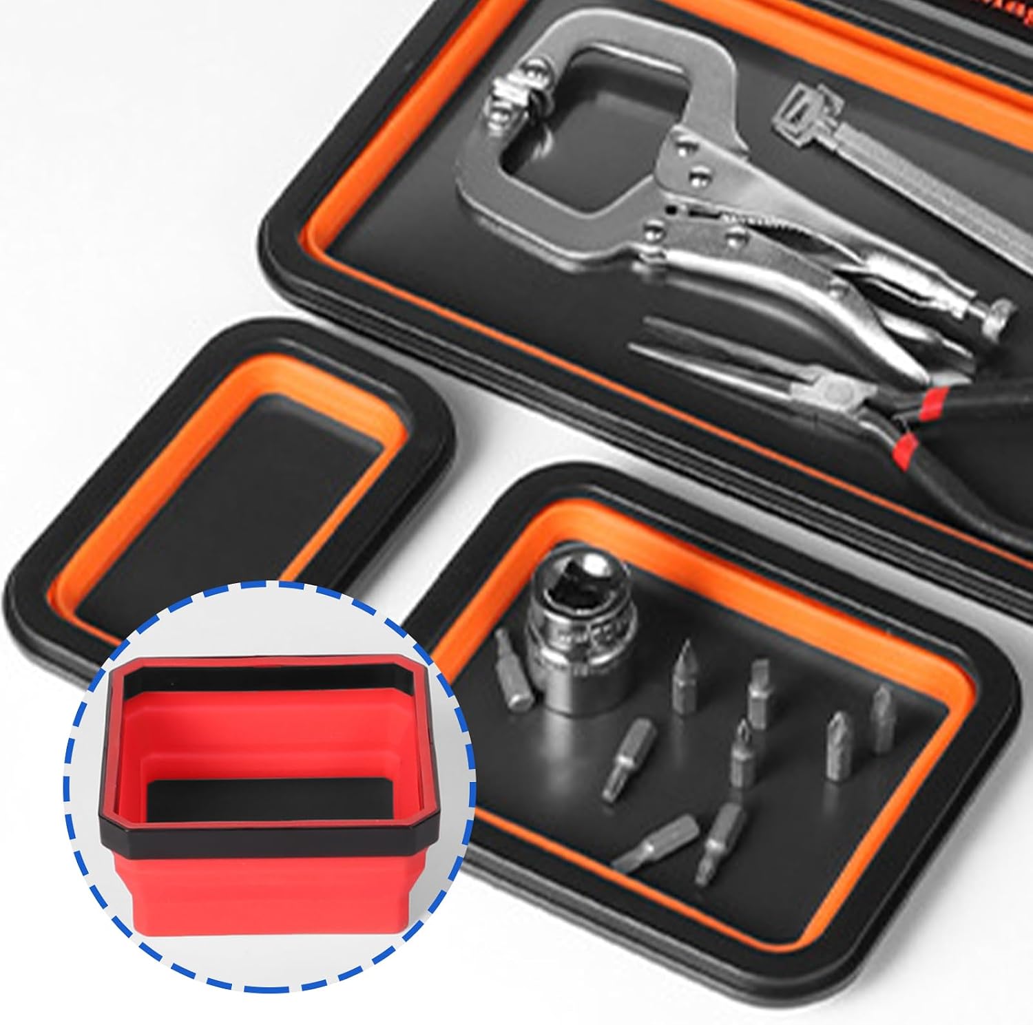  Boîte De Rangement À Vis Magnétique En Silicone Solide Boîte Rangement Pliable Porte-outils Pièces Magnétiques Organisateurs Mécaniciens Organisateurs D'outils Portables Avec Aimant