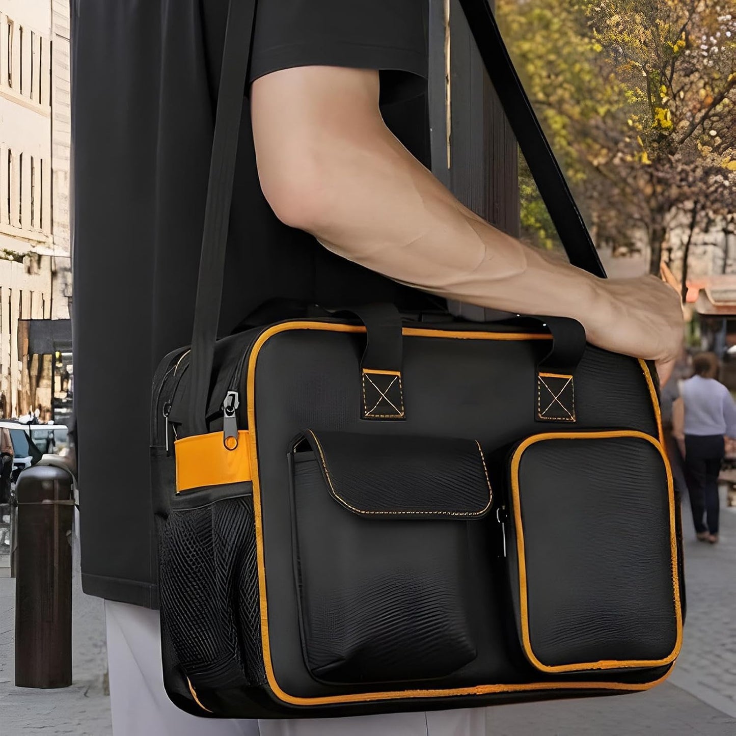 GENERIC Sac à Outils En Toile Pour électricien, Sac à Outils De Grande Capacité, Organisateur D'outils Robuste, Sac De Rangement D'outils En Toile, Organisateur D'outils Portable, Sac à Outils Avec
