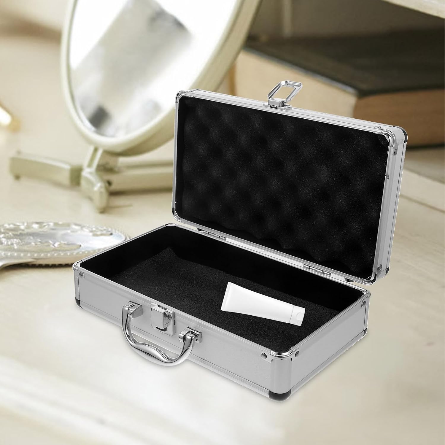  Healvian Malette Couteaux Professionnel Vide En Alliage D'aluminium Grosse Capacité, Étui Rigide Portable à Poignée, Pour Bureau Et Atelier