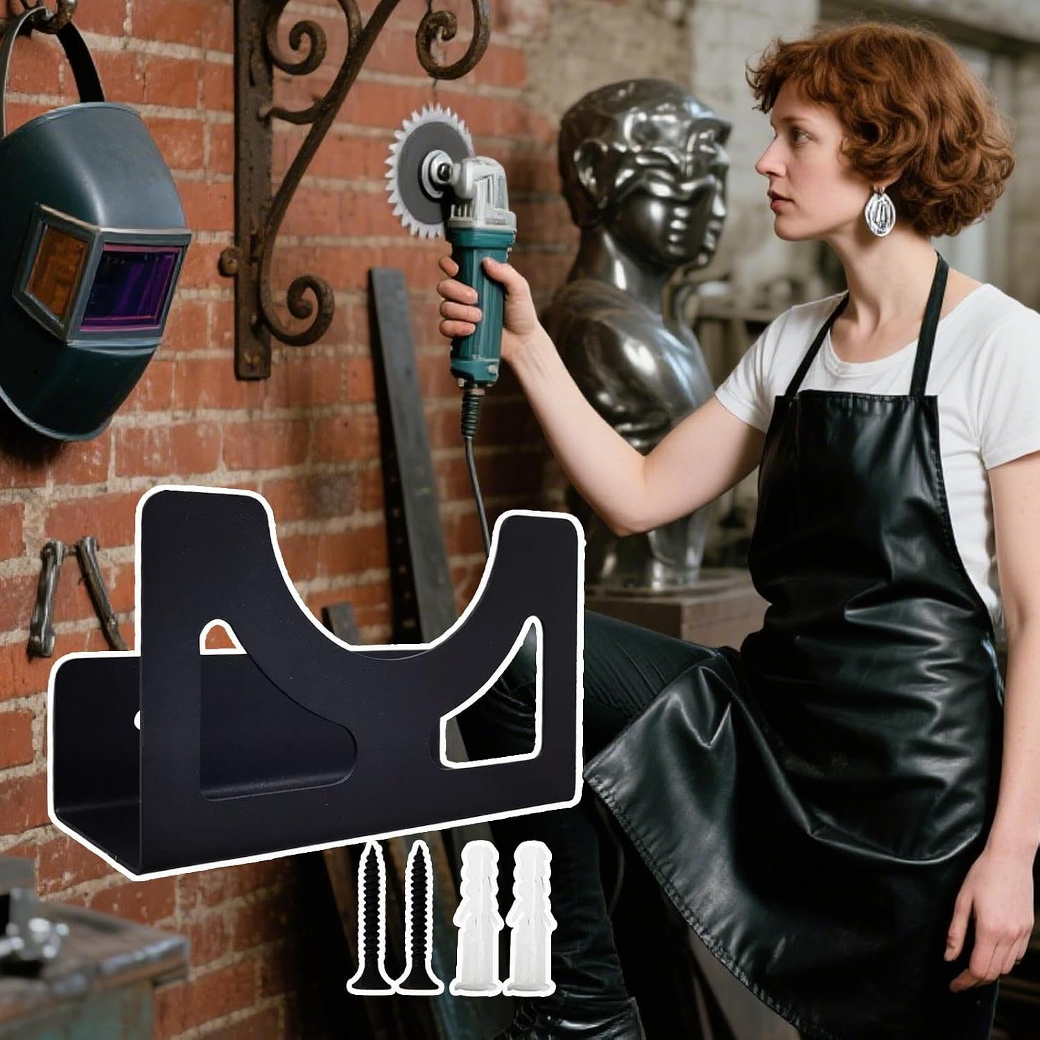  Générique Porte-Meuleuse Murale - Support Mural Pour La Meuleuse D'Angle | Organisateur En Fer Robustes Pour Outils Électriques Atelier Bricolage