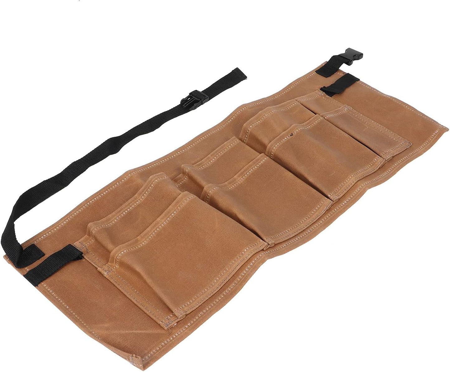 Wakects Sac De Rangement Pour Outils De Jardin, Toile De Cire Humide, Sac à Outils étanche Avec 8 Poches, Ceinture Réglable 25,4 X 10,2 Pouces Pour Le Travail Du Bois, Le Jardinage, Le Bricolage,