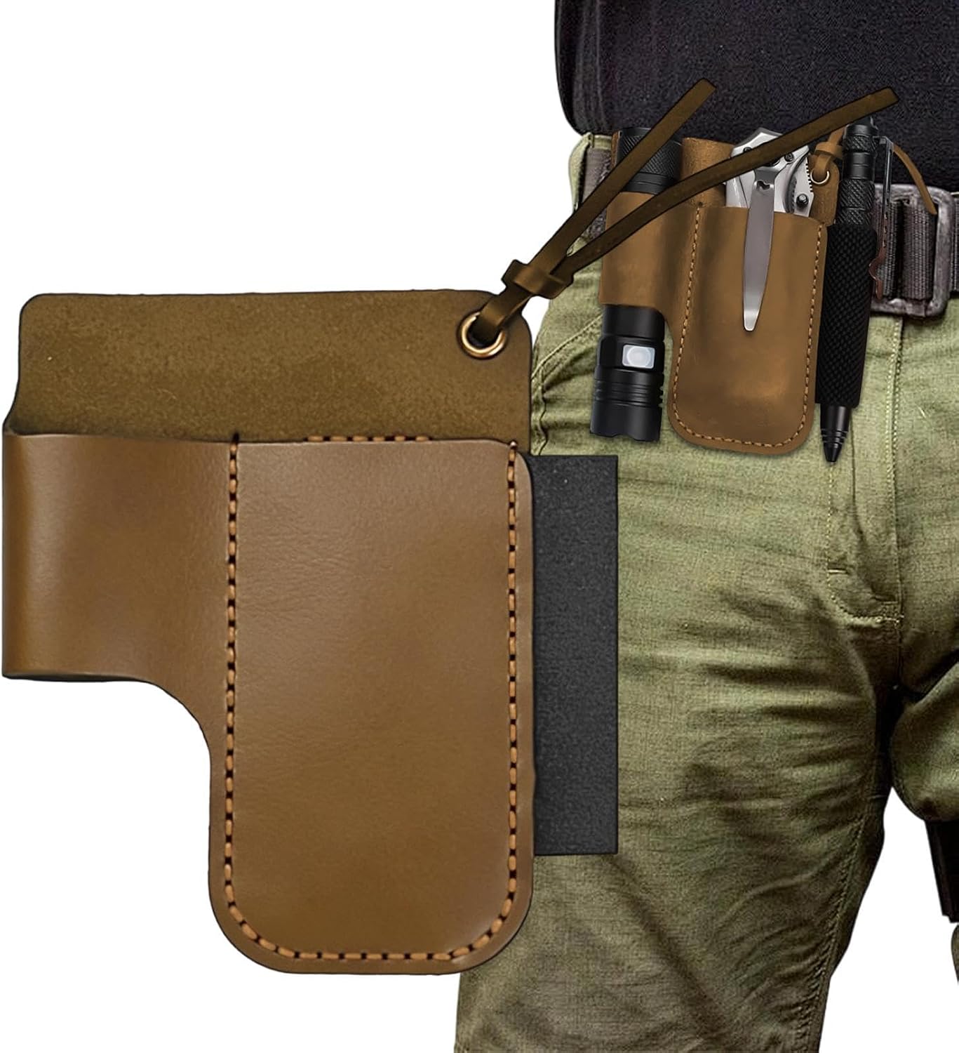 Genérico Porte-lampe De Poche, Porte-objets Multi-usages En Cuir Rétro - Porte-cutter | Pour Lampe De Poche, Stylo, Plantation, Collection, élagage, Bricolage, Construction, Plomberie, Menuiserie, ébénisterie