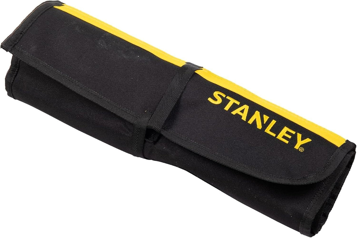  Stanley 1-93-601 Pochette Porte-Outils - 1 Compartiment Zippé Par Fermeture Éclaire, Toile 300 X 300 Deniers En Nylon - 12 Pochettes Compartimentées - Rabat De Protection - Fermeture Par Sangle Multicolore