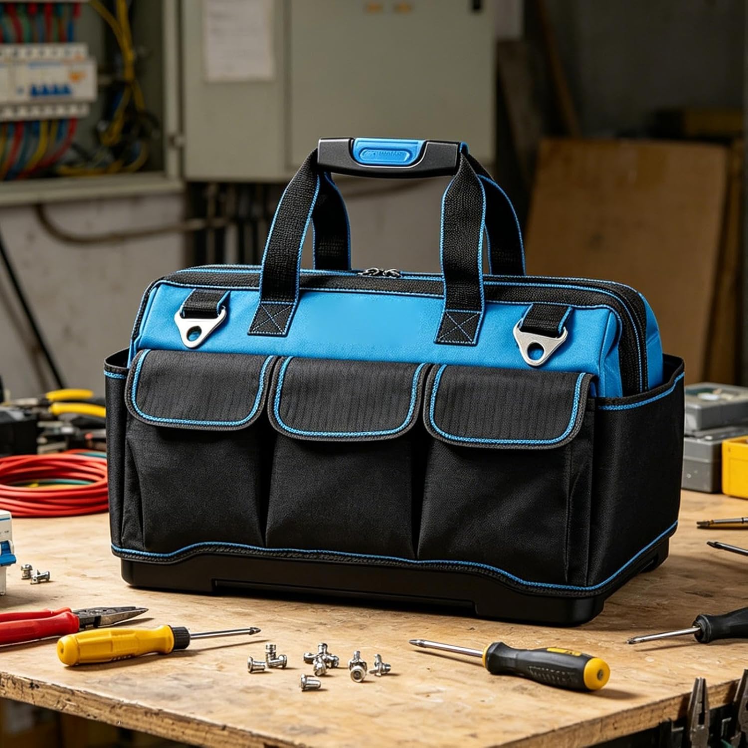  Sac À Outils Robuste,Oxford Résistant Imperméable Multi-poches - Sac À Outils Mécanicien Portable - Pour Extérieur Travaux Réparation Auto Maison Atelier Électricien