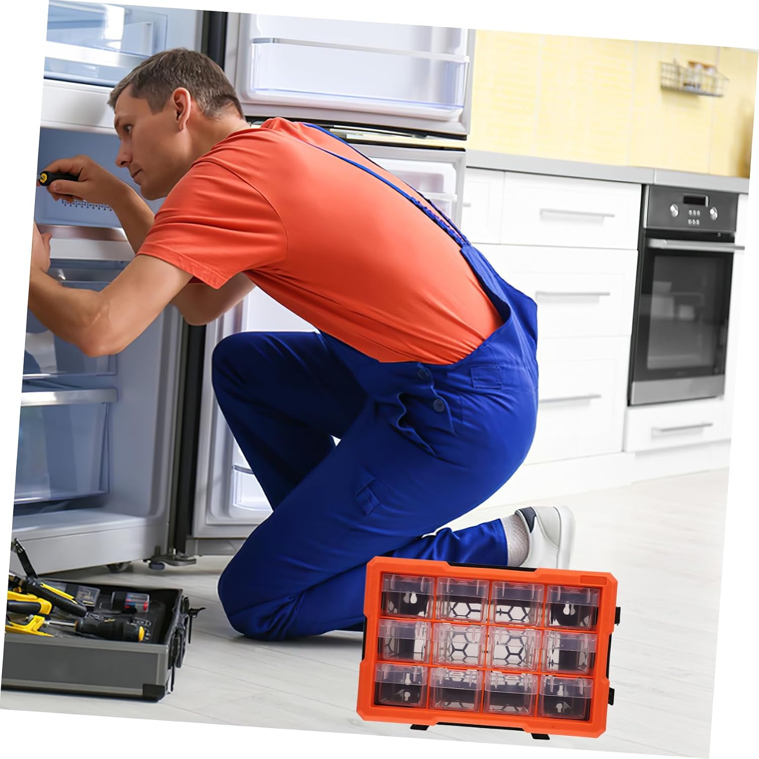  Housoutil Organisateur Armoire à Outils Plastique Avec Plusieurs Compartiments Boîte à Outils Pour Petites Vis Et Boulons Pour Rangement De Composants Électroniques Quincaillerie