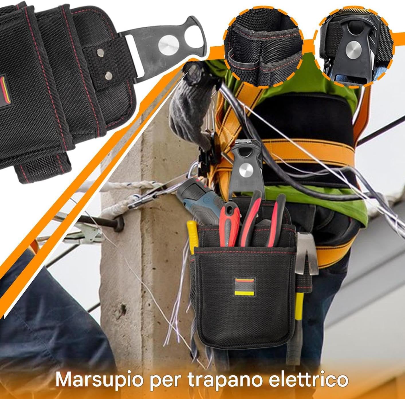  Porte-outils De Ceinture - Porte-outils Pour Entretien, Ceinture Multi-usages Imperméable Pour Intérieur Extérieur Bâtiment Peinture Toit