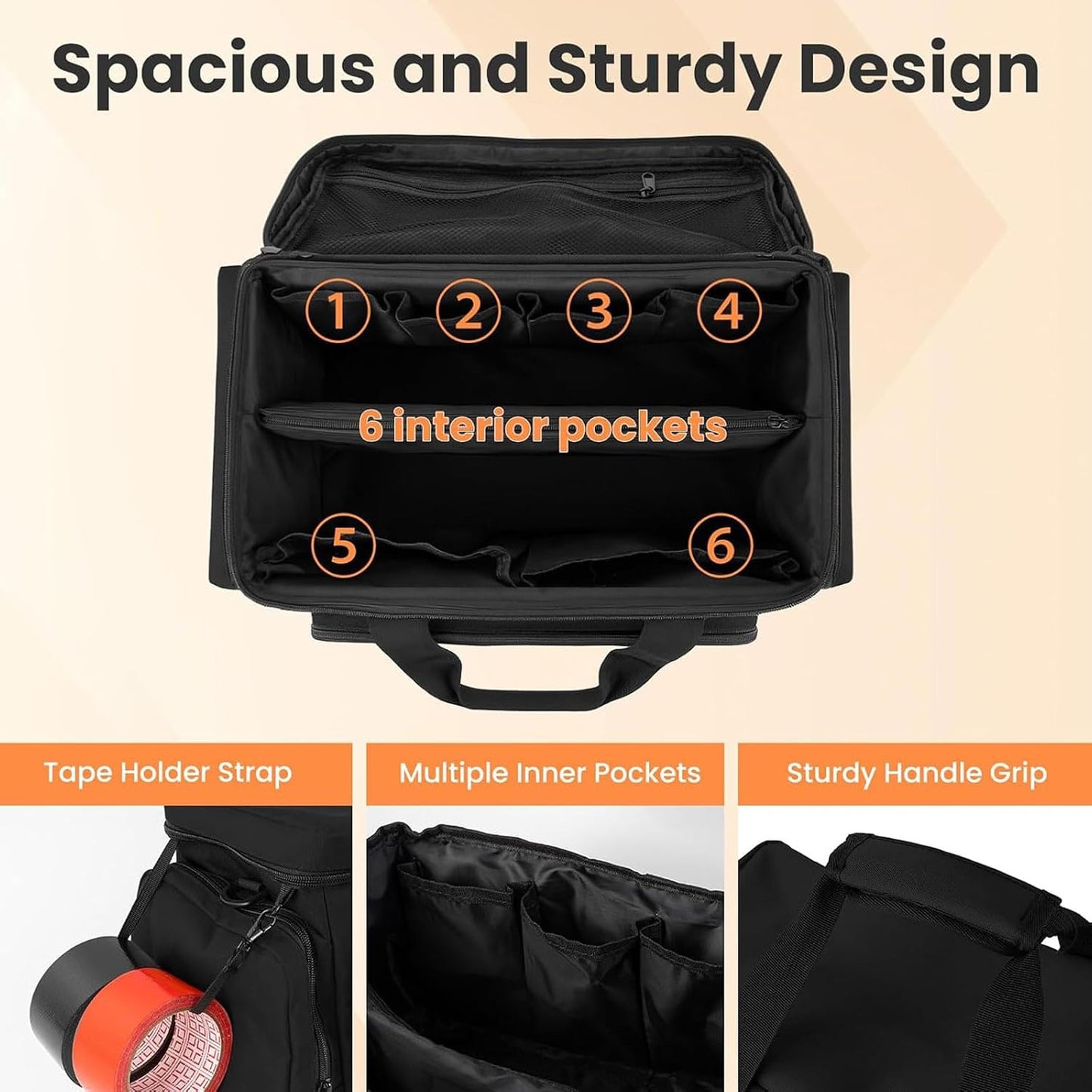  Sac De Rangement Robuste Pour Outils Avec Bords Renforcés, Fond Imperméable Et Résistance à La Déchirure Pour Diverses Utilisations