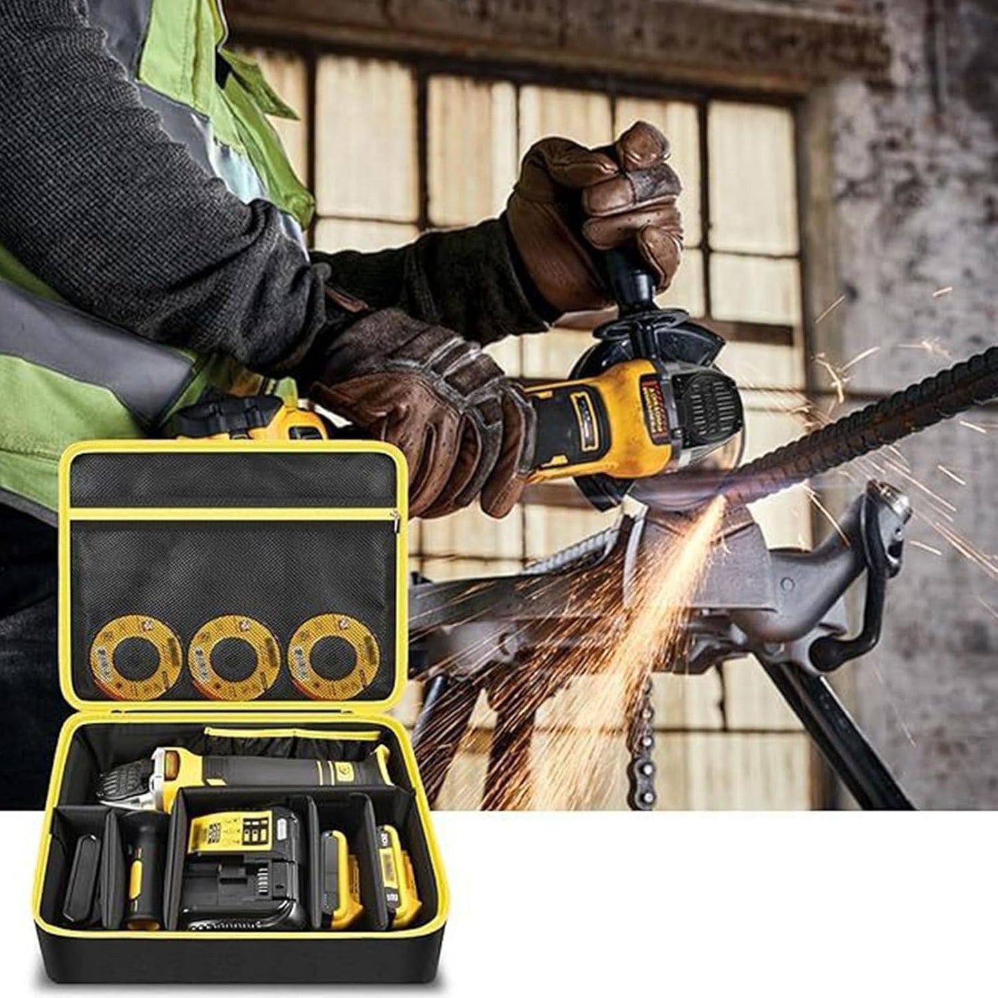  Solution De Rangement Portable Pour Disques Abrasifs Et Pièces D'outils électriques, Cadeaux, Compartiments Renforcés Et Zippés, Moulins Mobiles, Sac De Transport