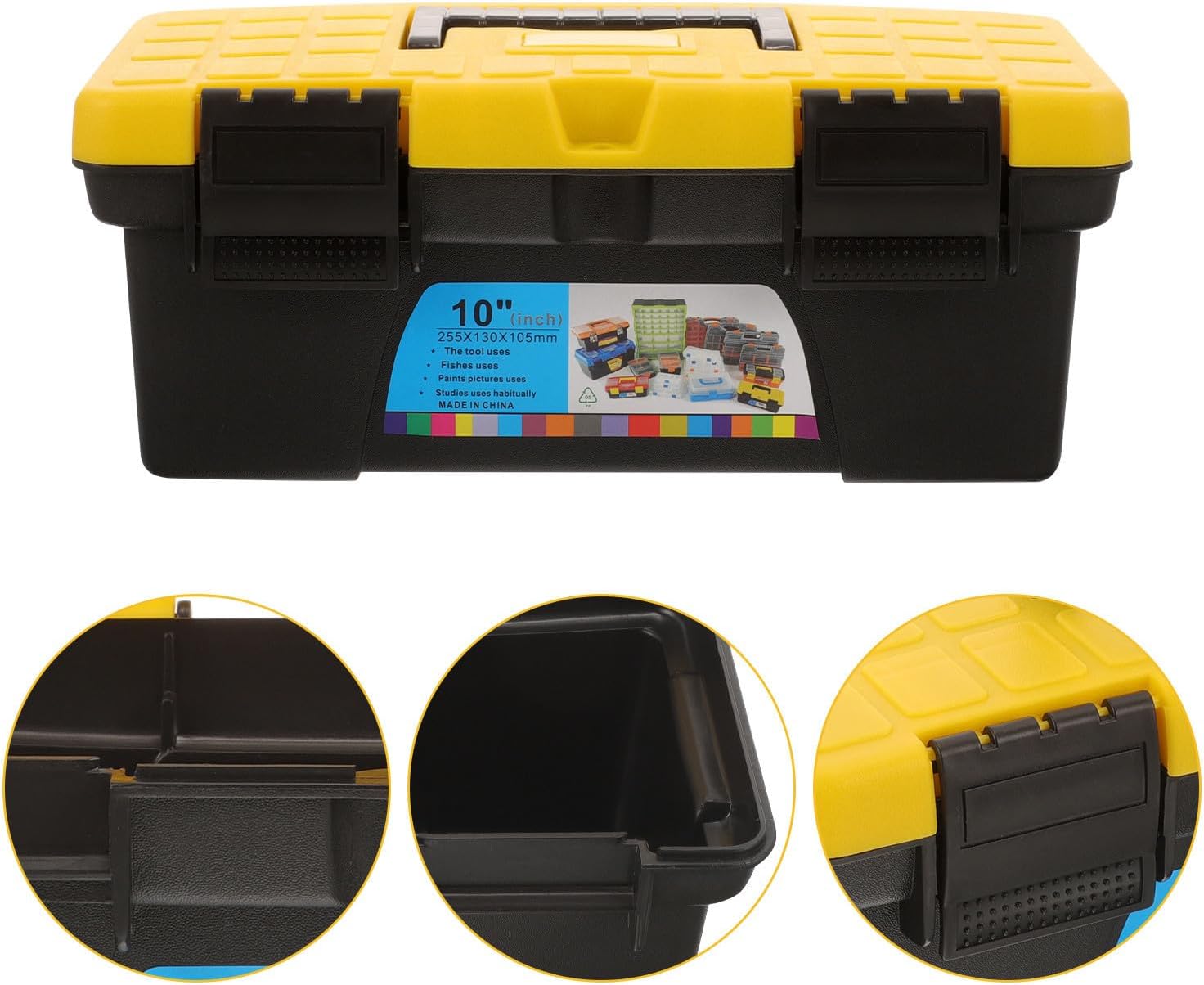  Boîte à Outils Portable En Plastique Noir, Grande Capacité, Design Multifonctionnel Pour Réparations à Domicile Et Outils De Voiture