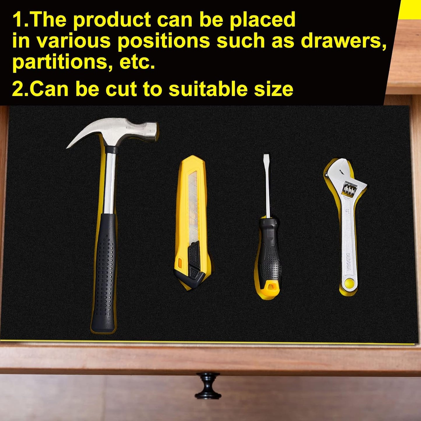  Fabbay Lot De 6 Organiseurs En Mousse Réglables Pour Boîte à Outils En Mousse - Inserts En Mousse Antidérapante Pour Boîte à Outils, Tiroirs, Armoire (43,2 X 55,9 Cm)