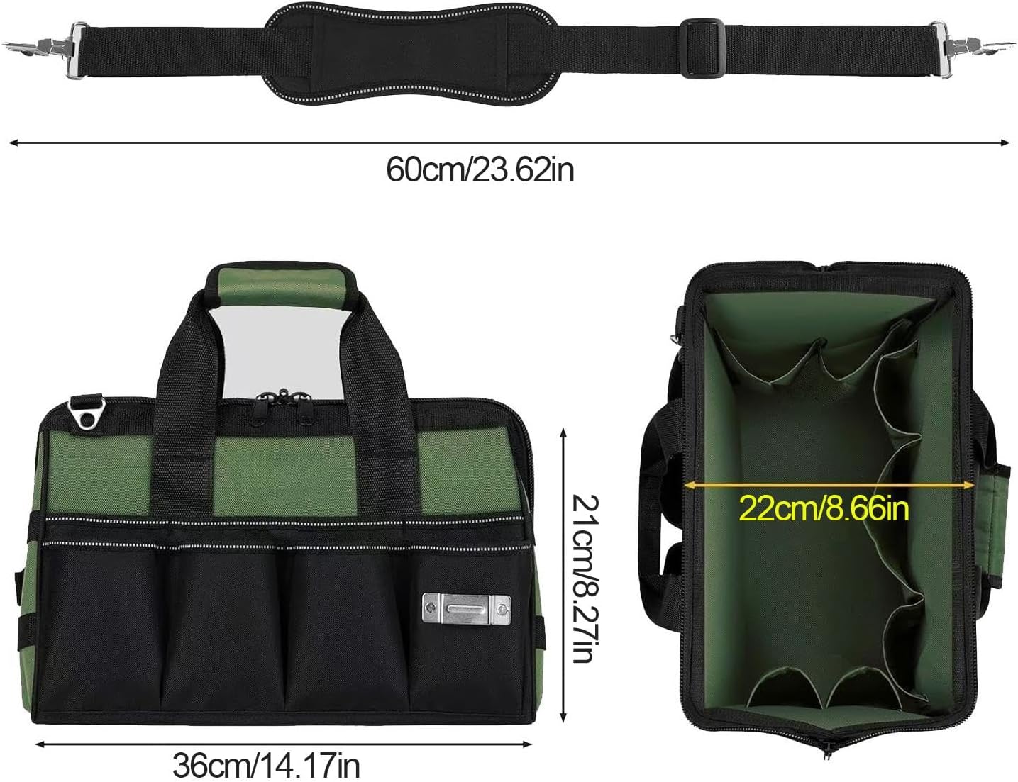 Genérico Sac à Outils, Sac Multi-poches, Grand Sac De Travail, Sac Portable Multifonctionnel, Sac à Outils Multifonctionnel Pour Réparateur Grand Sac à Outils, 8,27x14,17x8,66 Pouces