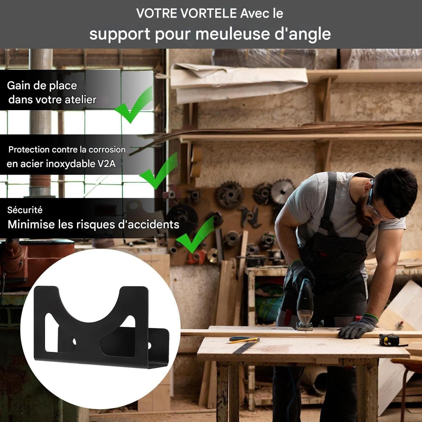  Porte-Meuleuse D'Angle,Support De Meuleuse D'Angle Fixation Murale - Rangement Multifonctionnel À Fixation Serrée Pour Les Outils Électriques, Les Clés, Les Perceuses Et Les Polisseuses