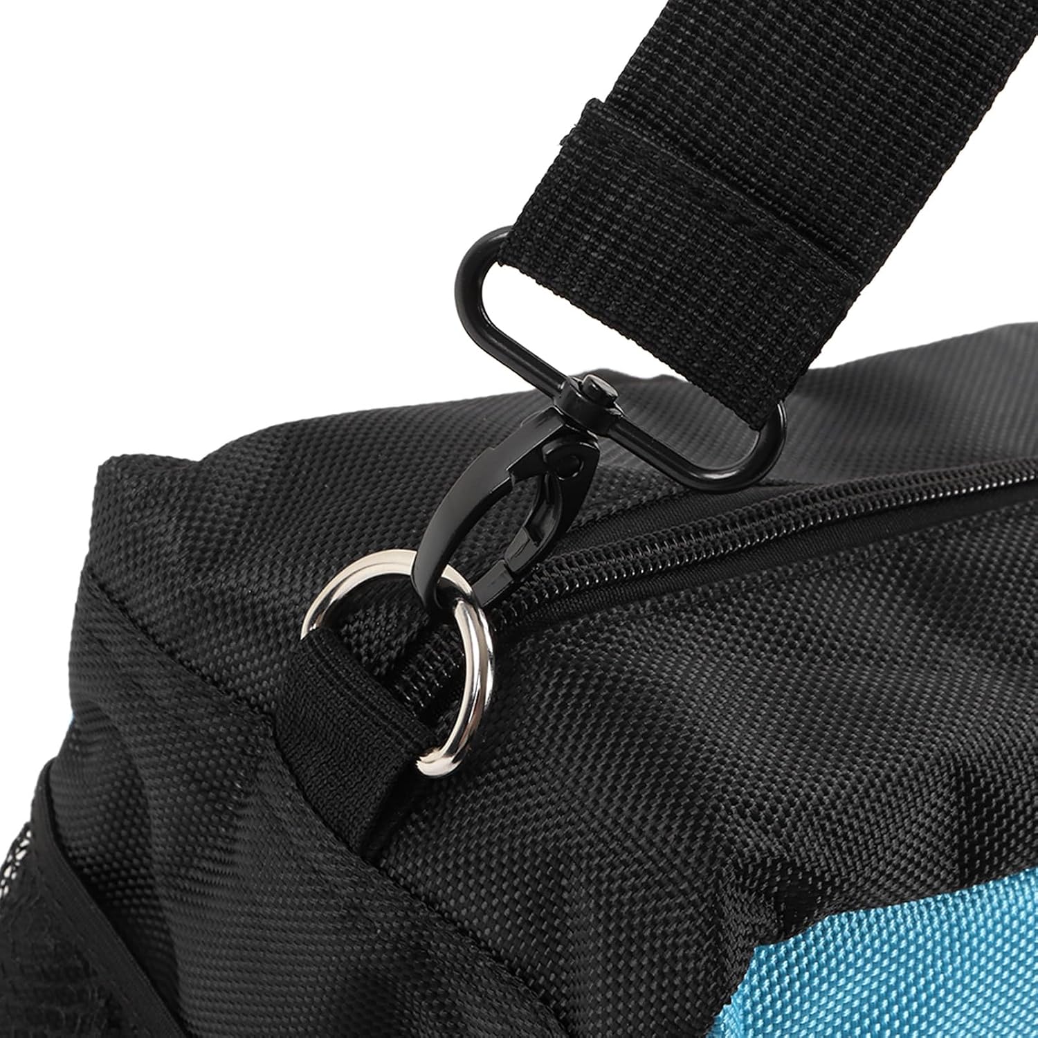  Sac à Outils Robuste En Tissu Oxford à Large Bouche, Sac à Outils Pour électricien Avec Poches, Organisateur De Rangement, Noir Bleu (16 Pouces)