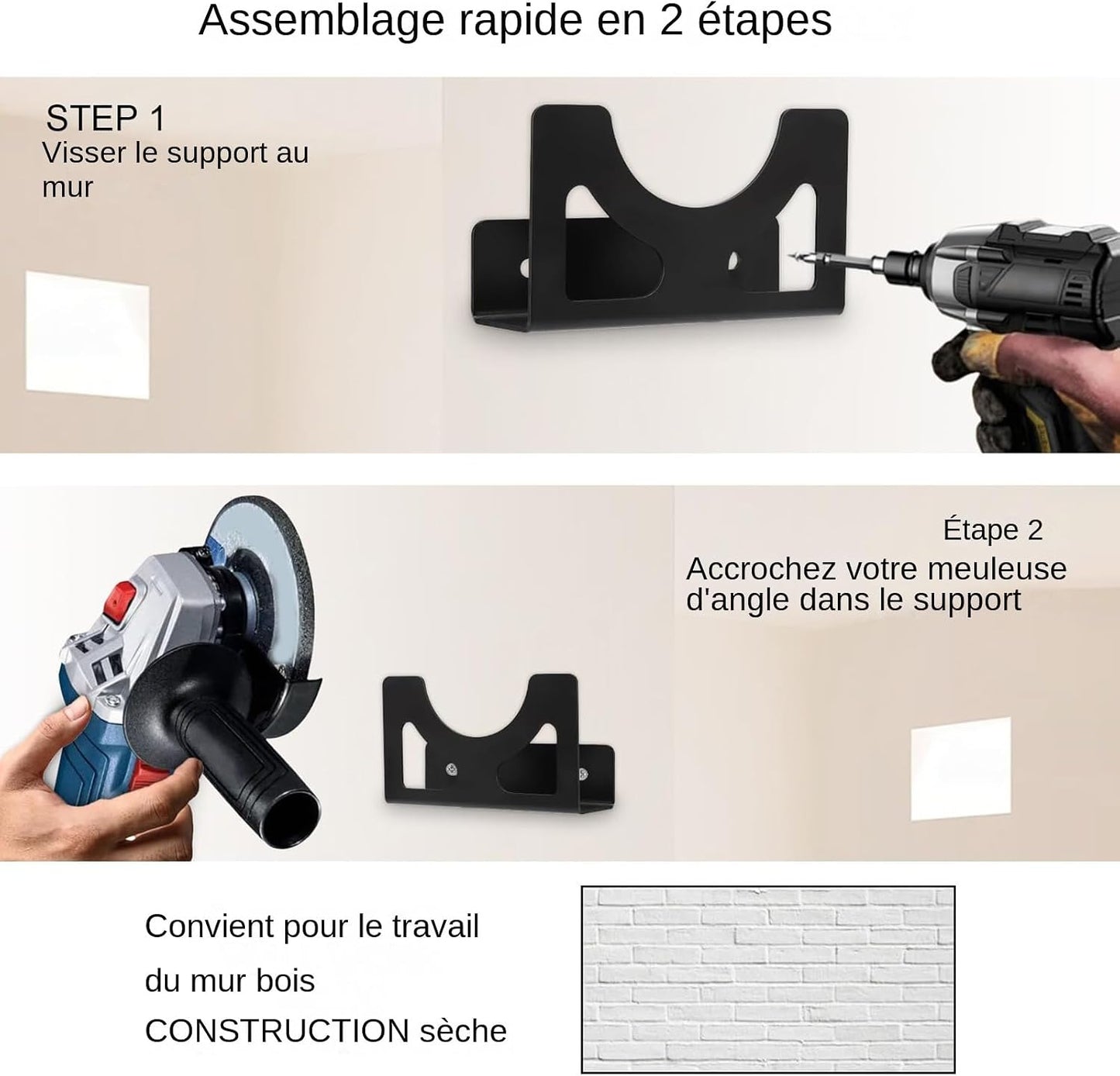  Porte-Meuleuse D'Angle,Support De Meuleuse D'Angle Fixation Murale - Rangement Multifonctionnel À Fixation Serrée Pour Les Outils Électriques, Les Clés, Les Perceuses Et Les Polisseuses