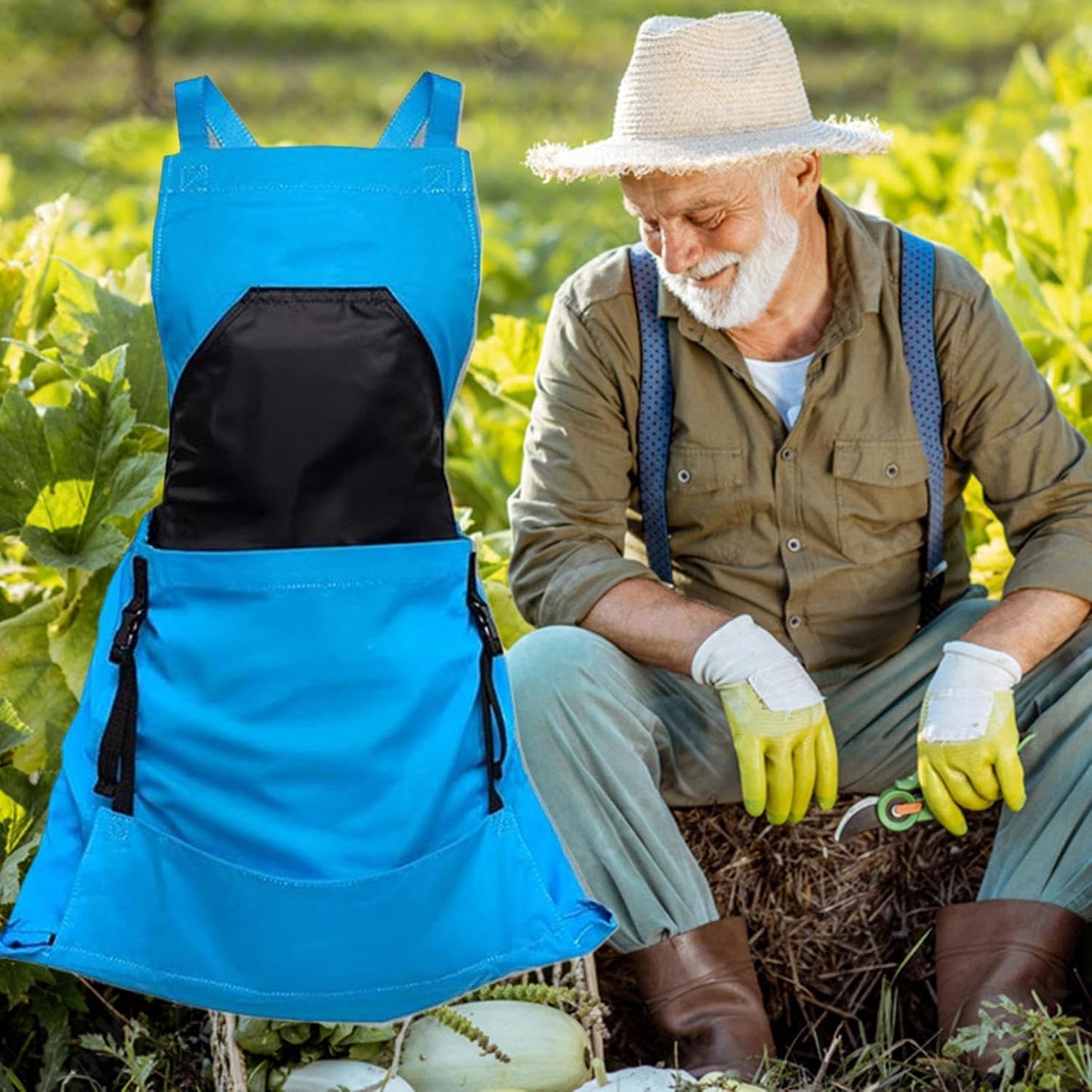  Generisch Tablier De Jardinage, Imperméable, Avec Poche De Cueillette Réglable, Porte-outils Pour Femmes, Hommes, Travail Automatique, Agriculteurs, Jardiniers, Serre, Fruits Et Légumes