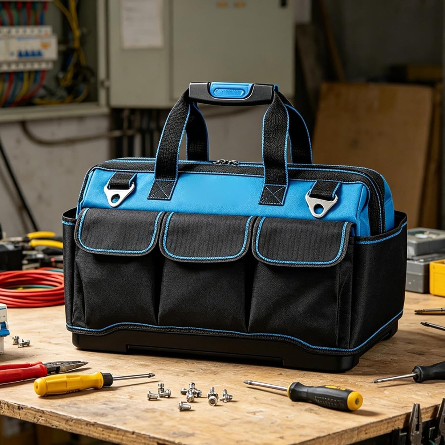 GENERIC Sac à Outils D'électricien Oxford Multi-poches - Grande Capacité - Sac à Outils électriques - Pour L'extérieur, Les Voyages, La Construction, La Réparation De Voiture, La Maison, Le Garage, Le Père