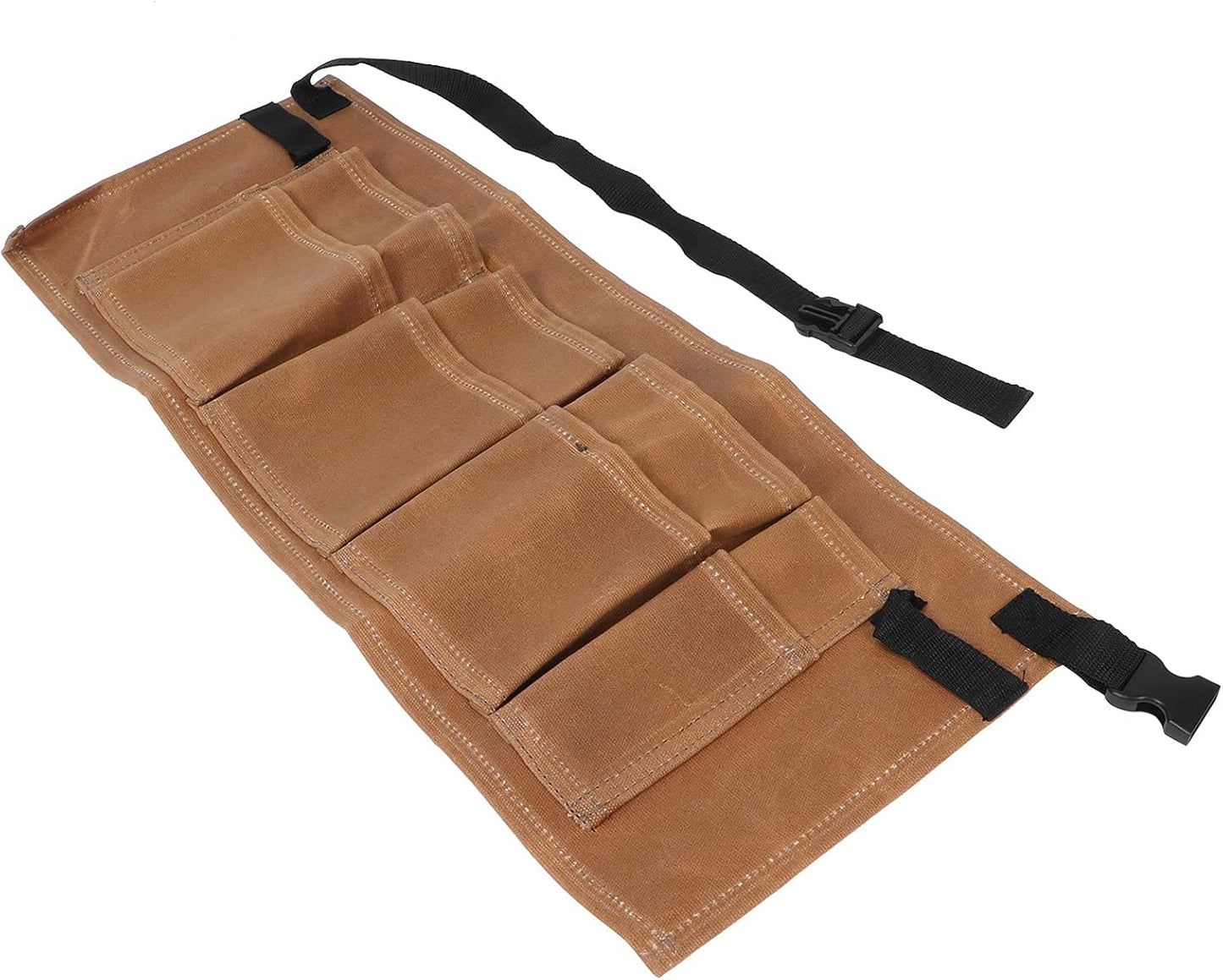  Wakects Sac De Rangement Pour Outils De Jardin, Toile De Cire Humide, Sac à Outils étanche Avec 8 Poches, Ceinture Réglable 25,4 X 10,2 Pouces Pour Le Travail Du Bois, Le Jardinage, Le Bricolage,