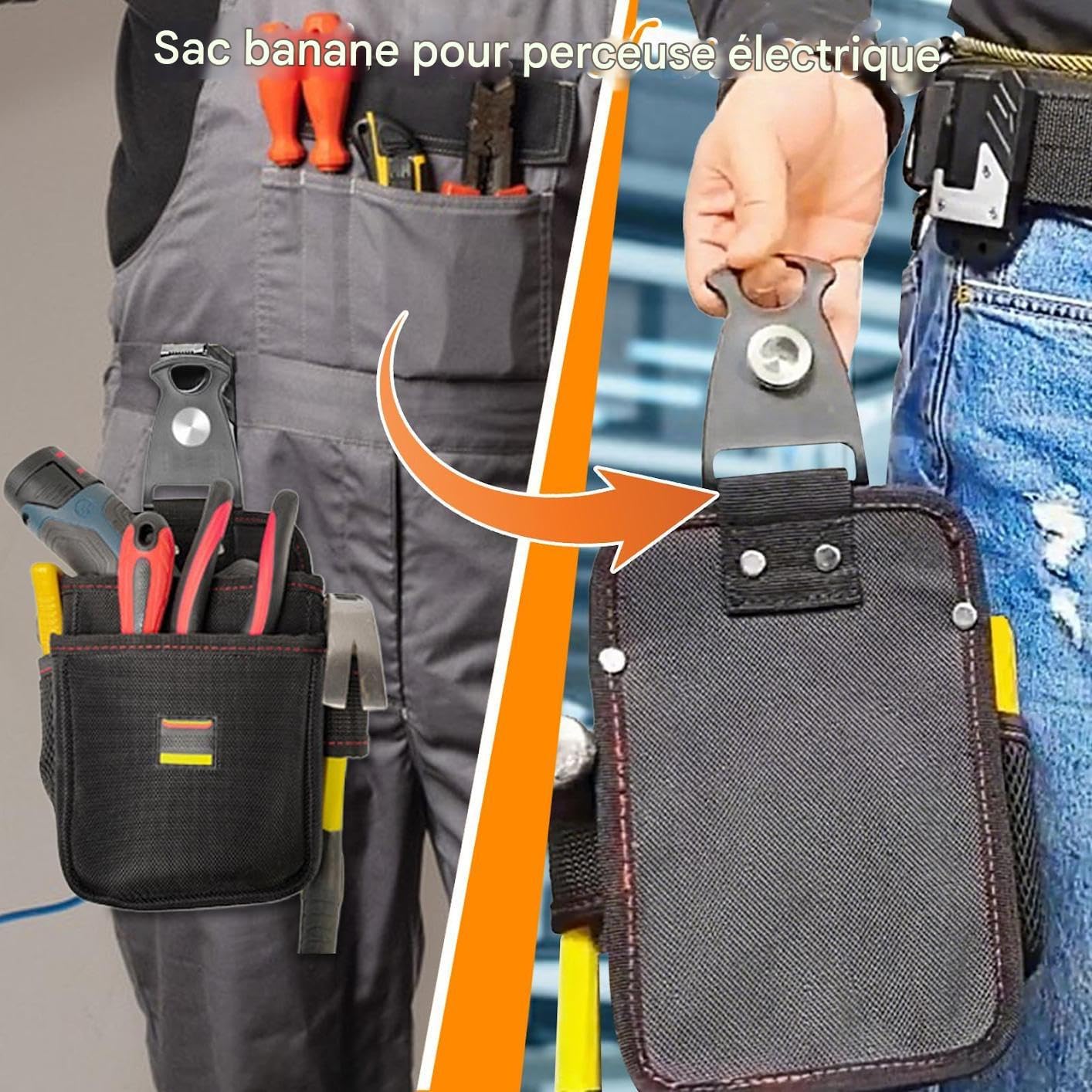  Pochette À Outils Avec Clip Ceinture - Pochette Charpentier - Sac Ceinture Imperméable Multi-Outils Porte-Outils Pour Travaux Intérieur Extérieur Soudage Peinture Toiture Pêche Voyage