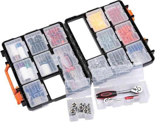 GENERIC Organisateur D'outils Transparent – Boîte De Petites Pièces Pour Garage | Matériau PP Avec Poignée Amovible, Rangement De Matériel Pour Perles, Clous, Vis, Boulons, Bijoux, Puzzle, Blocs Et Atelier De